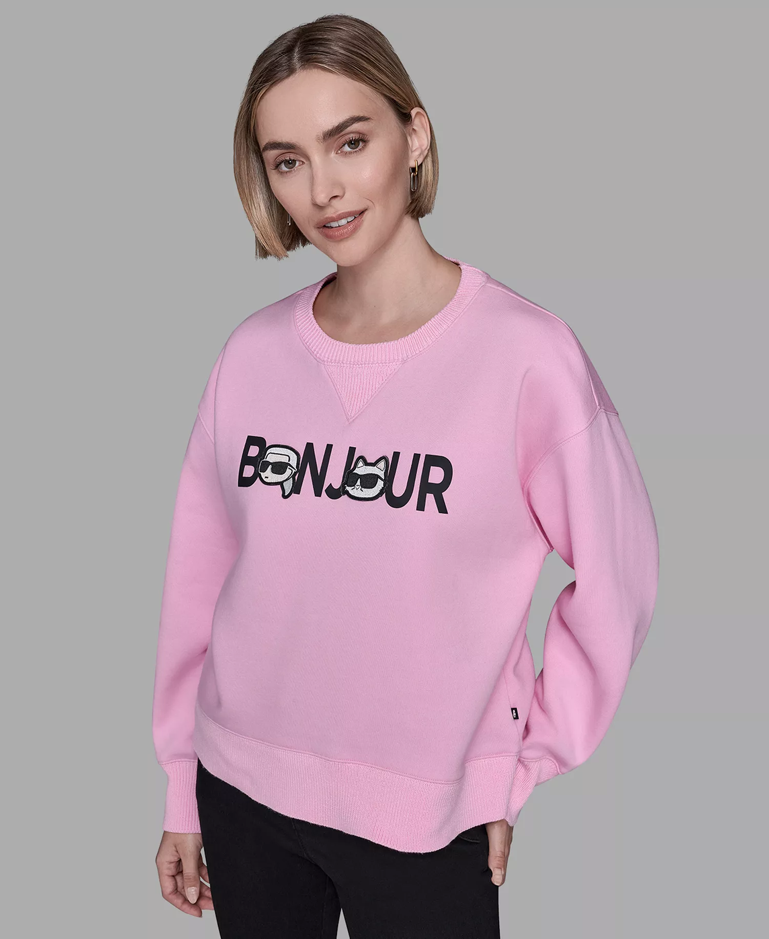 Petite Bonjour Crewneck Sweater - Prism Pink - P/L