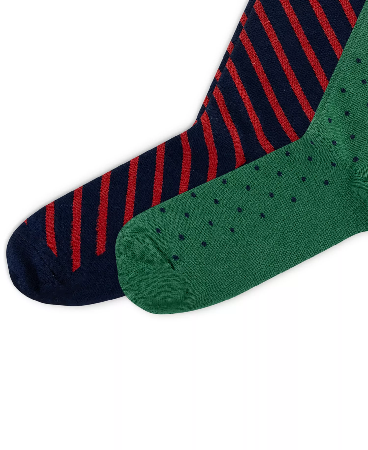 Men's  2-Pack Dot & Stripe Slack Socks - Green/Red/Black - 10-13