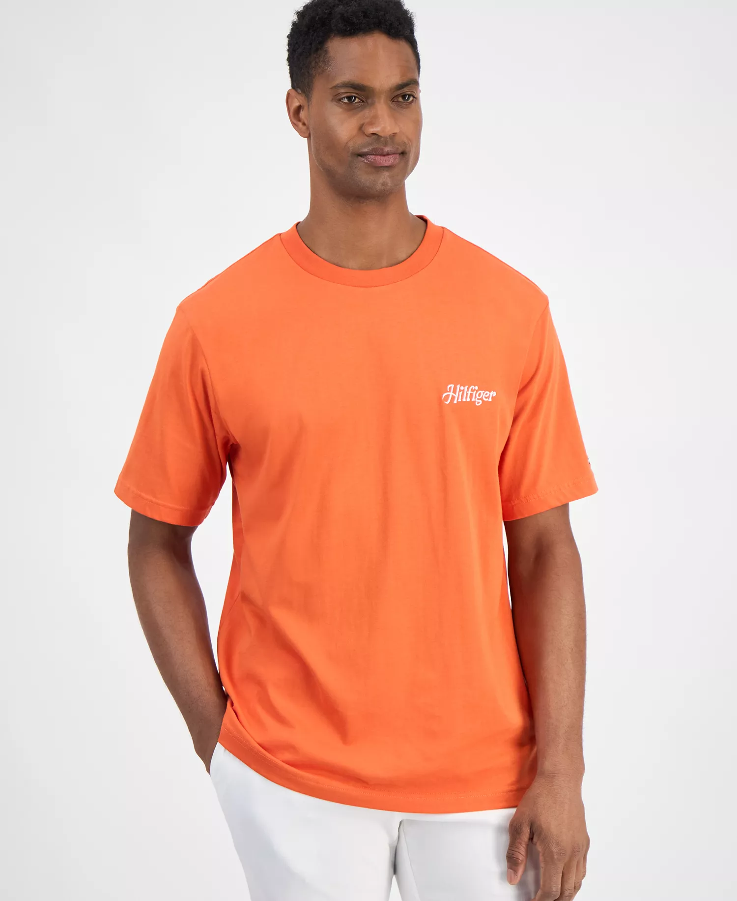 Men's Relaxed Fit Short Sleeve Crewneck Logo Graphic T-Shirt - Brilliant Orange - M