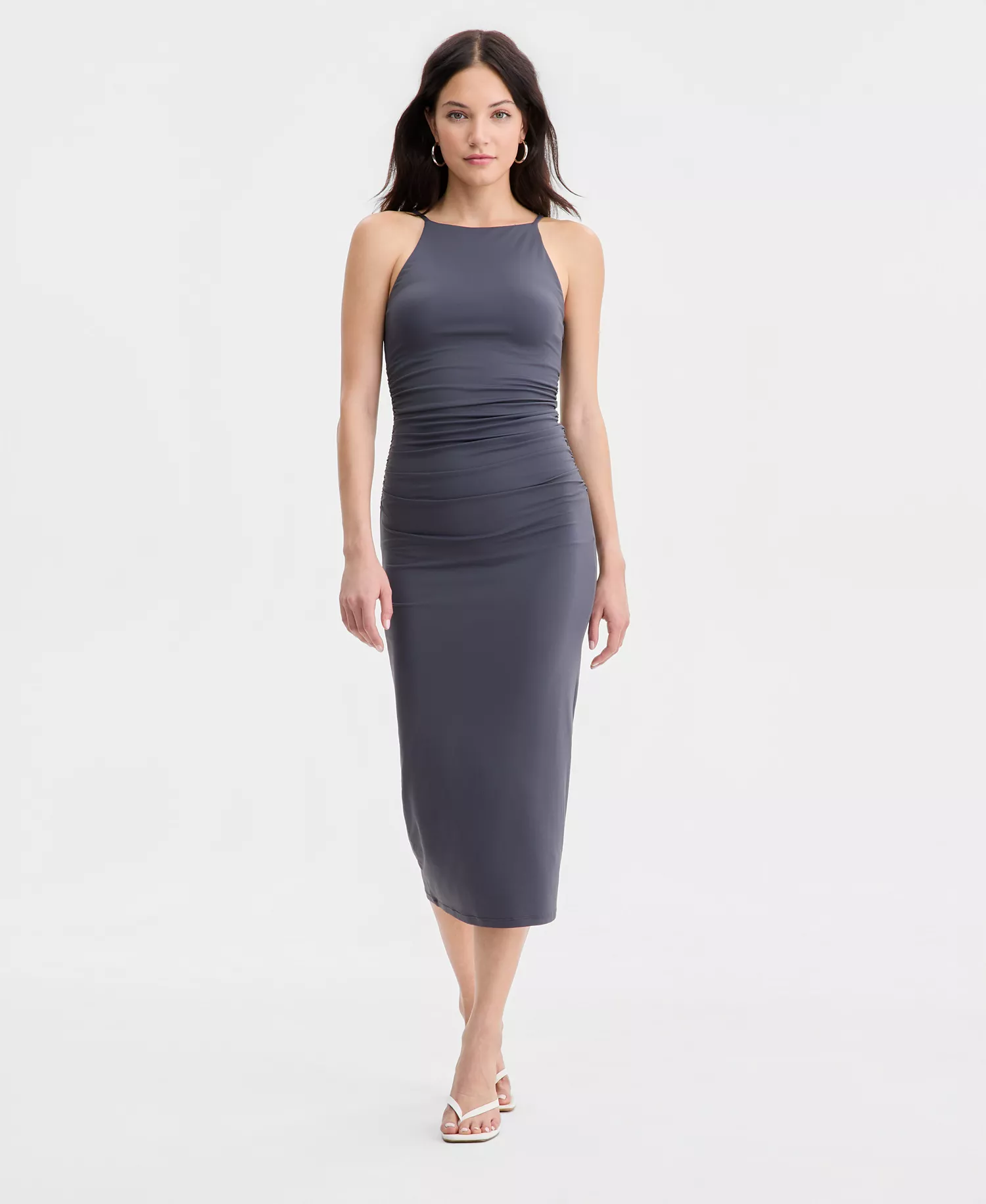 Women's Halter Bodycon Midi Dress, Macy's Exclusive - Ebony Slat - L