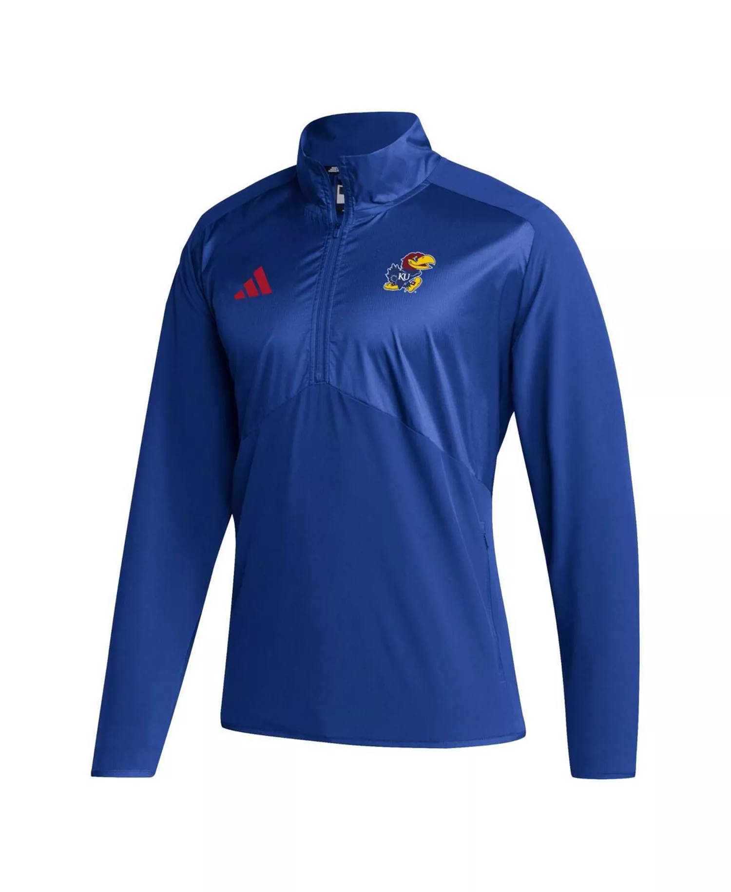 Men's Royal Kansas Jayhawks Sideline AEROREADY Raglan Sleeve Quarter-Zip Jacket - Royal - 2XL