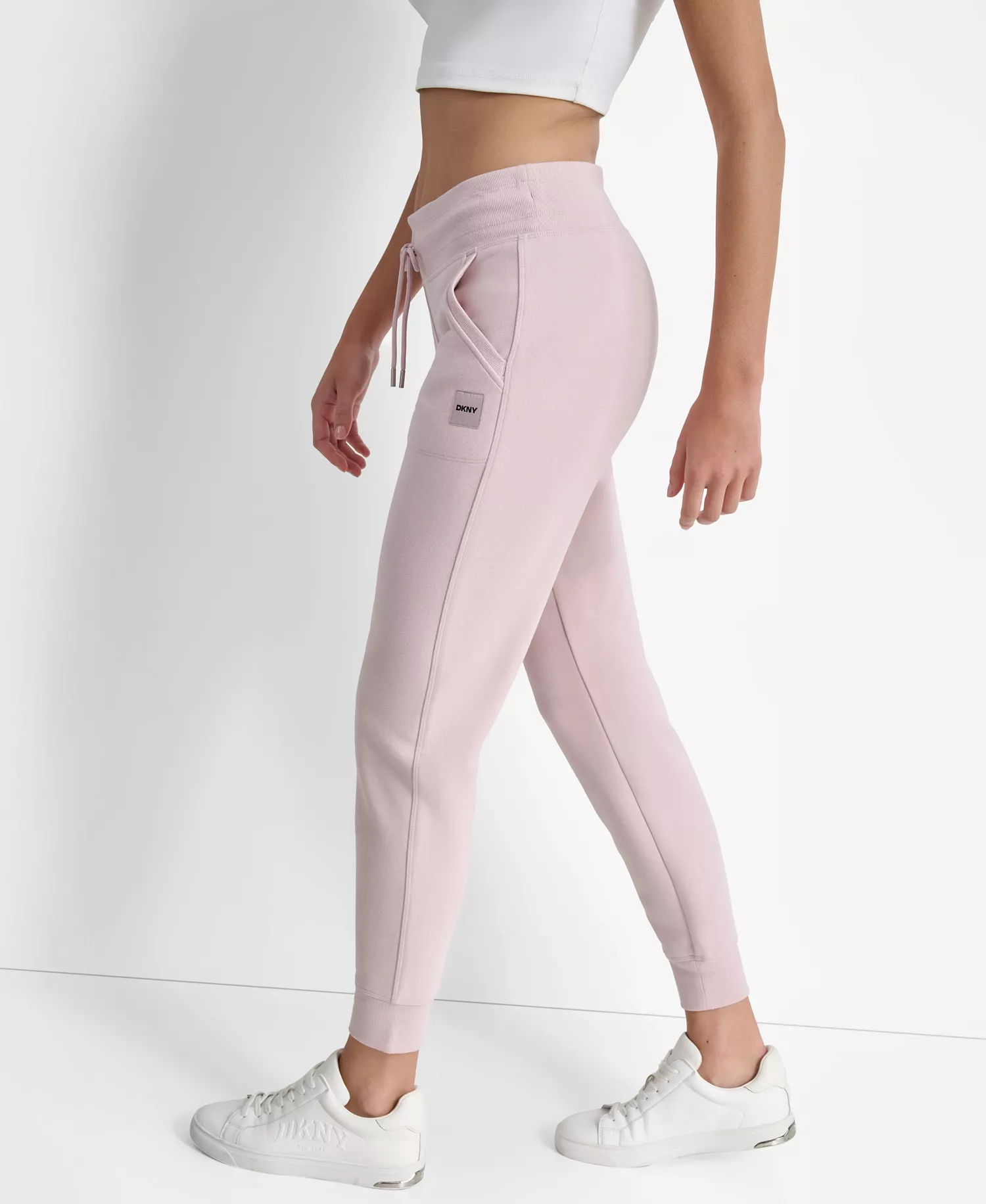 Women's Tonal Logo Patch Rib Trim Side Pockets Jogger - Allure - L