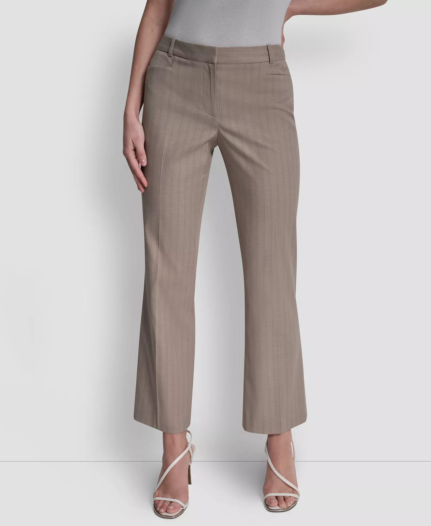 Petite Pinstripe Modern Fashion Pants - Beige - 0P