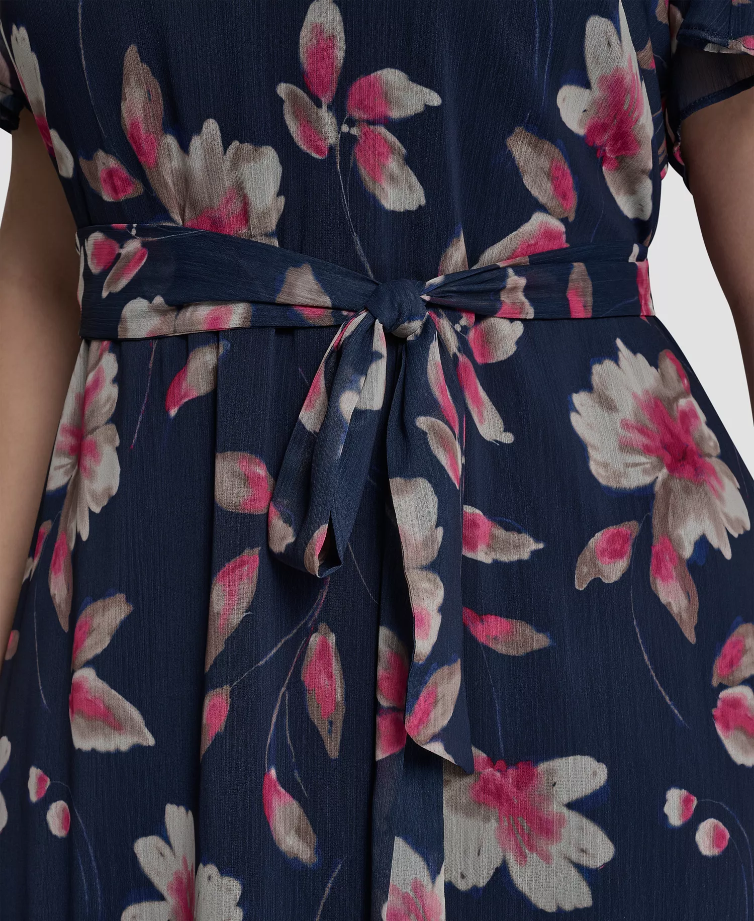 Plus Size Jewel Neck Fit & Flare Midi Dress - Indigo Multi - 14W