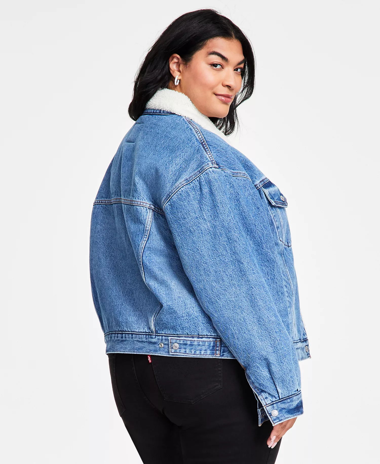 Plus Size '90s Sherpa Cotton Long-Sleeve Trucker Jacket - Inner Adventure - 1X