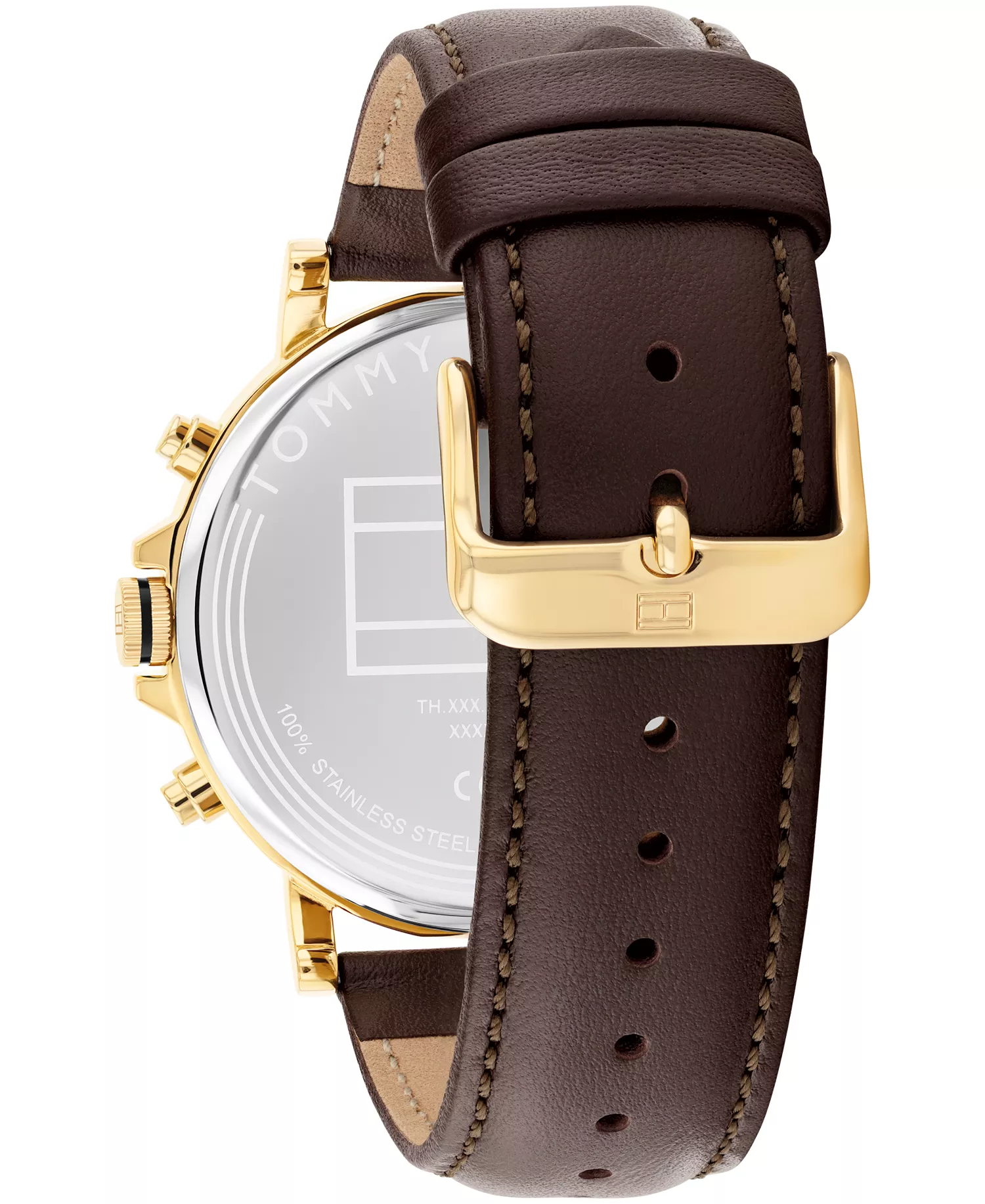 Men's Multifunction Brown Leather Strap Watch, 43mm - White - 43