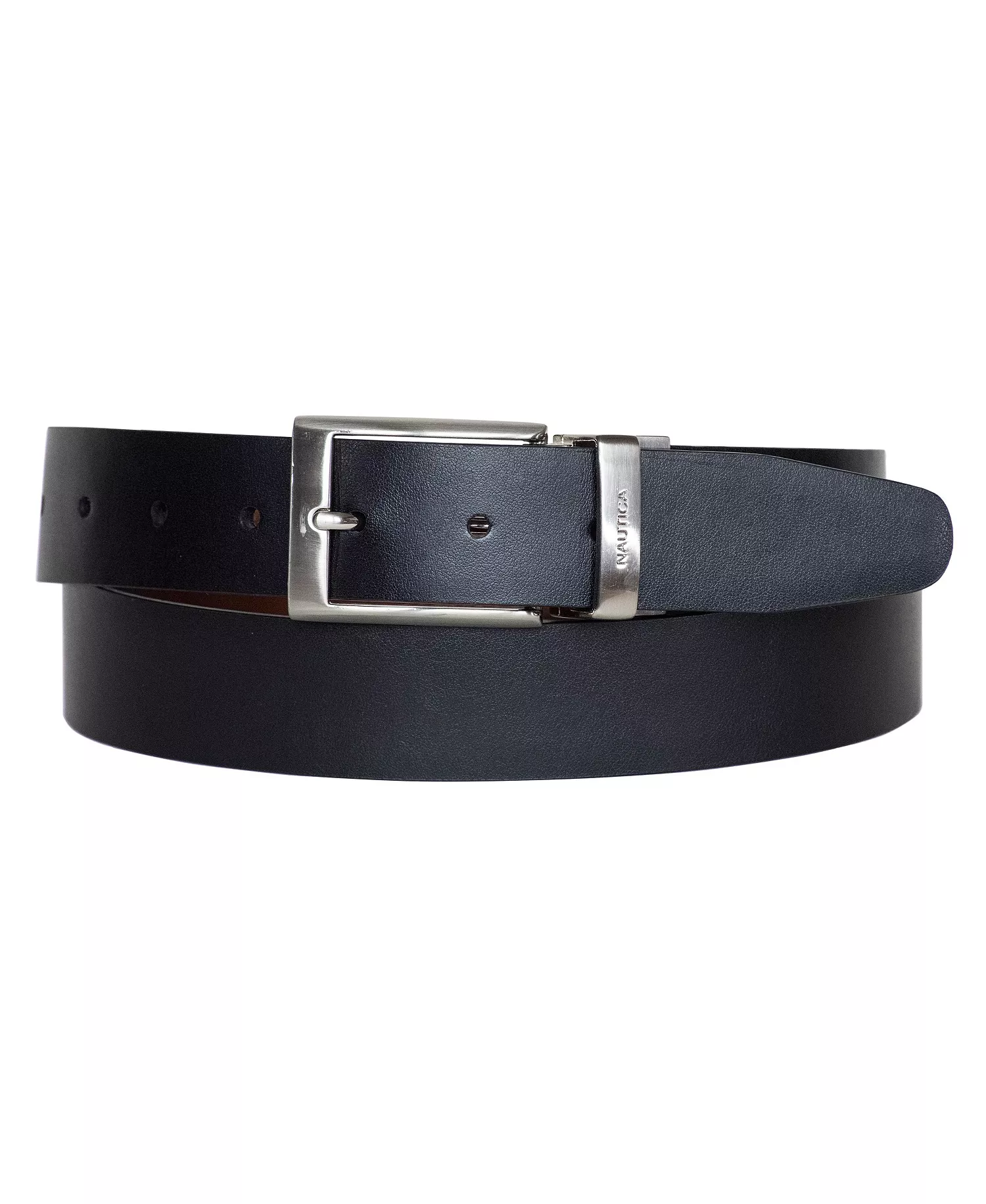 Men's Reversible Double Stitch Leather Belt - Black, Brown - 34