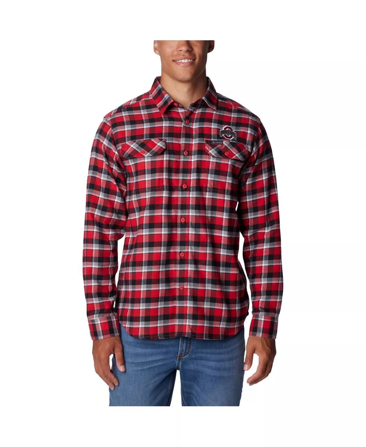 Men's Scarlet Ohio State Buckeyes Flare Gun Flannel Long Sleeve Shirt - Scarlet - M