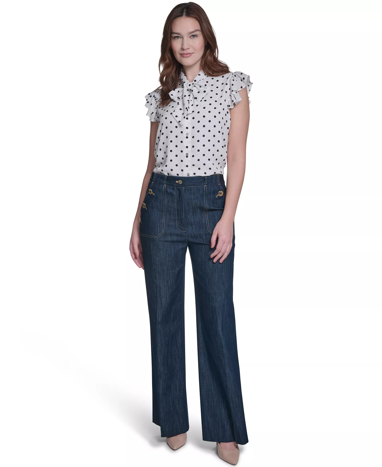 Women's Denim Sailor Pants - Navy - 10