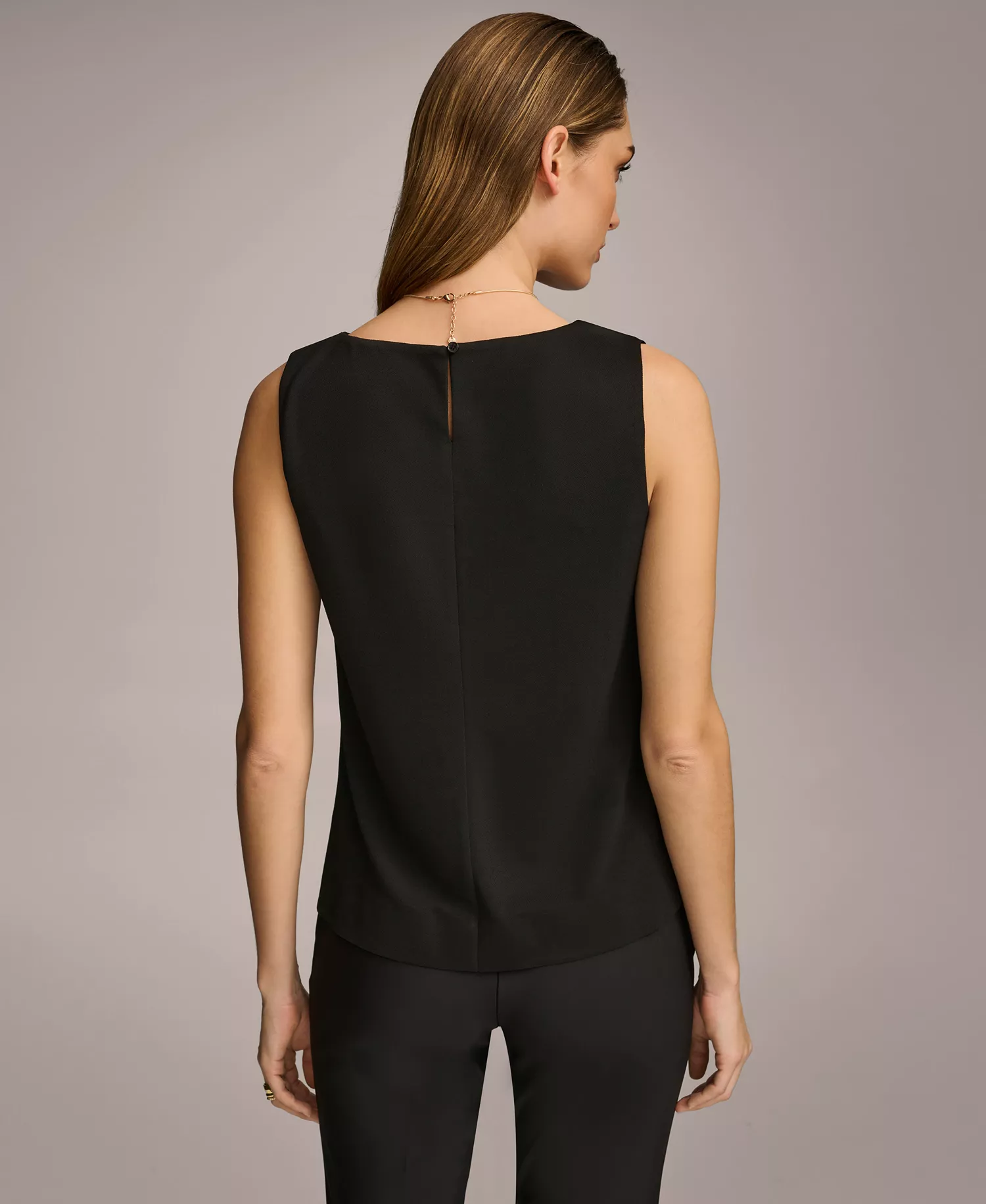 Donna Karan Women's Crewneck Sleeveless Top - Black - L