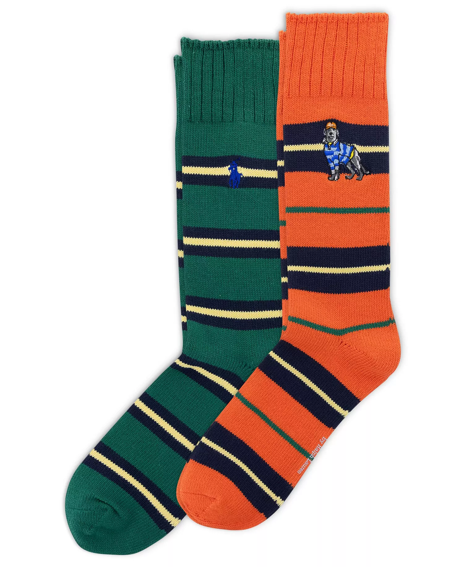 Men's 2-Pack Dog Embroidered Socks - Orange - 7-12