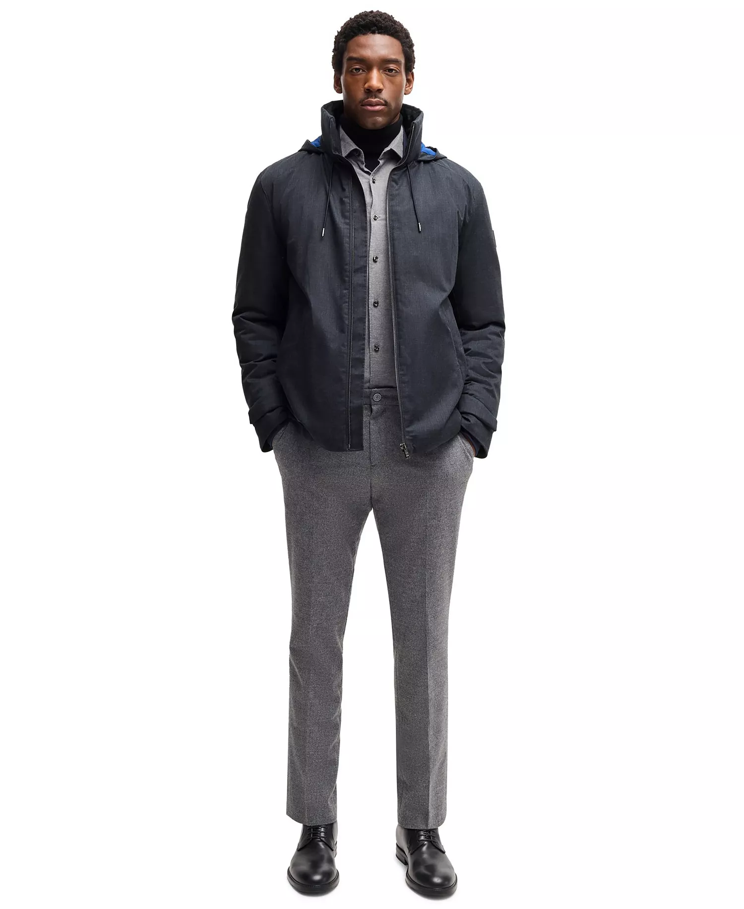 Men's Slim Fit Waterproof Jacket - Dark Blue - 36R