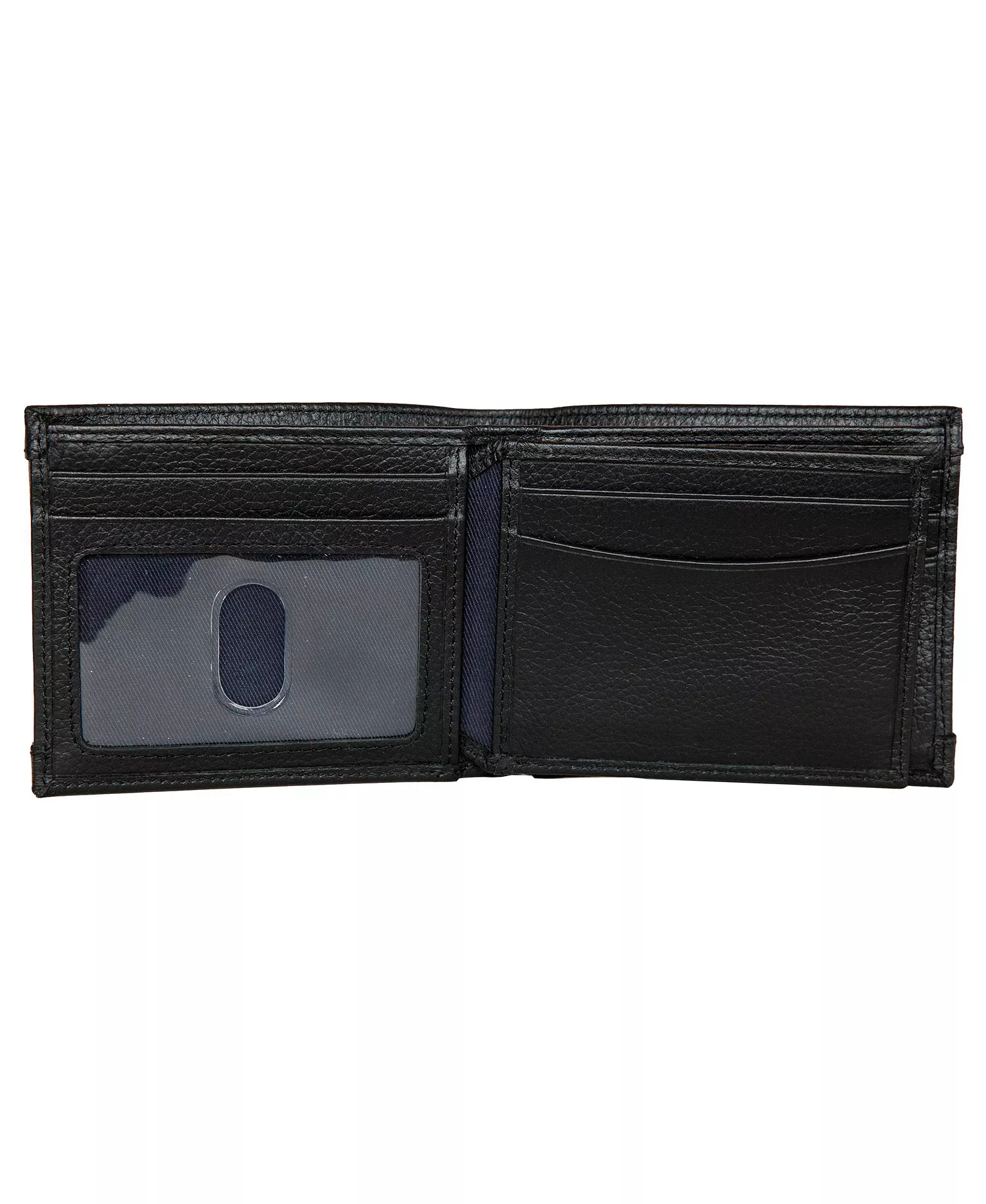 Men's Logo Rubber Leather Bifold Wallet - Black - ONE SIZE