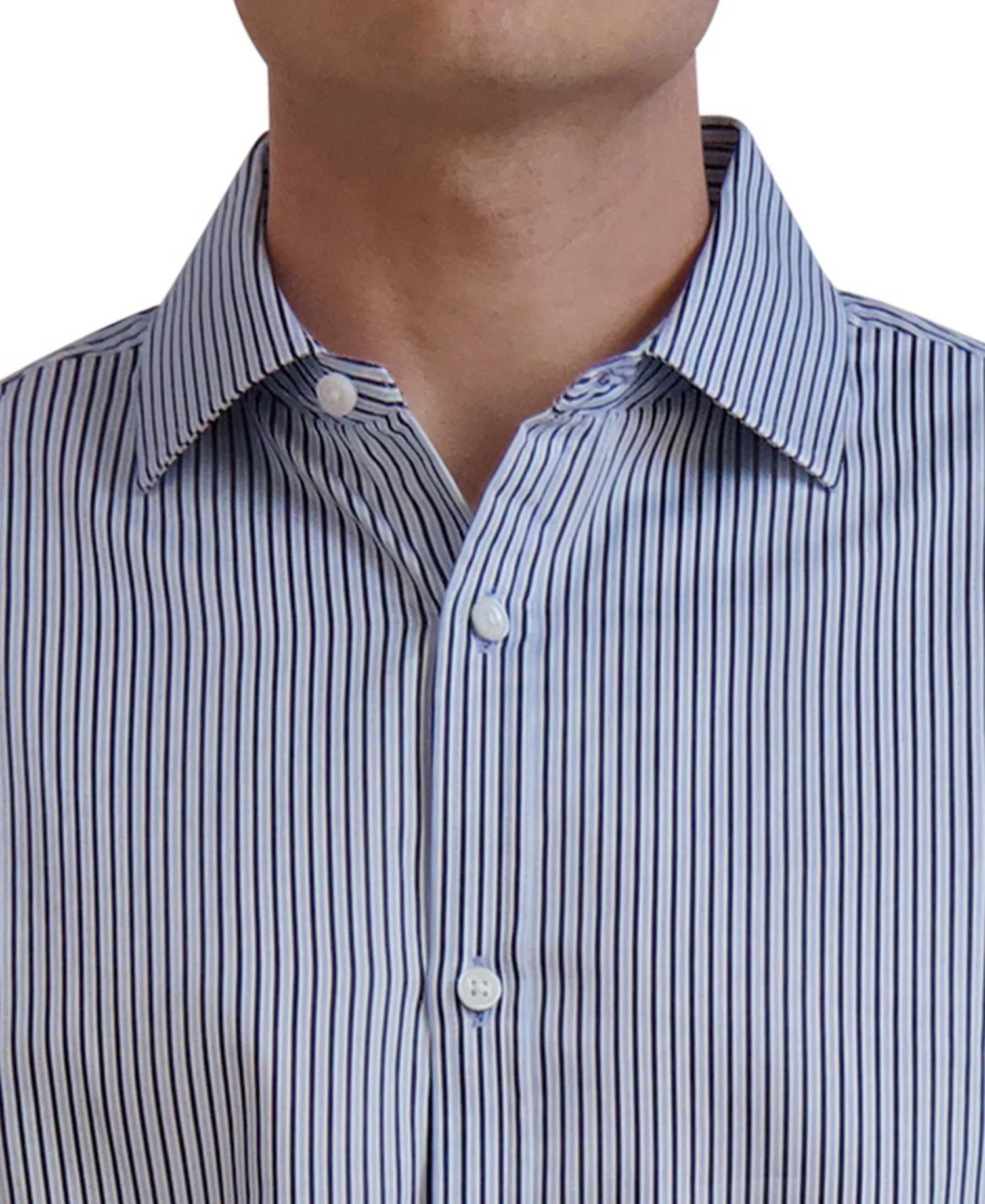 Men's Slim-Fit Stripe Dress Shirt - Blue Multi - 14-14 1/2 32-33