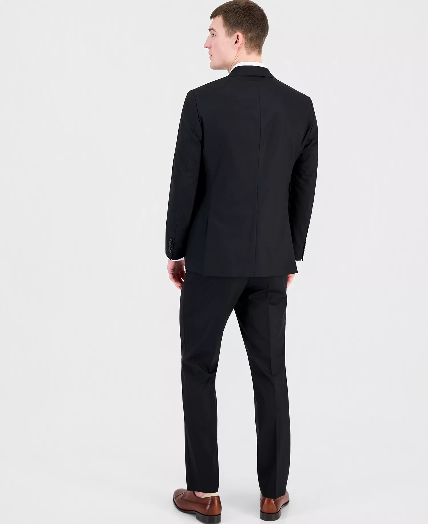 Men's Modern-Fit Wool Blend Nested Suit - Black - 36R