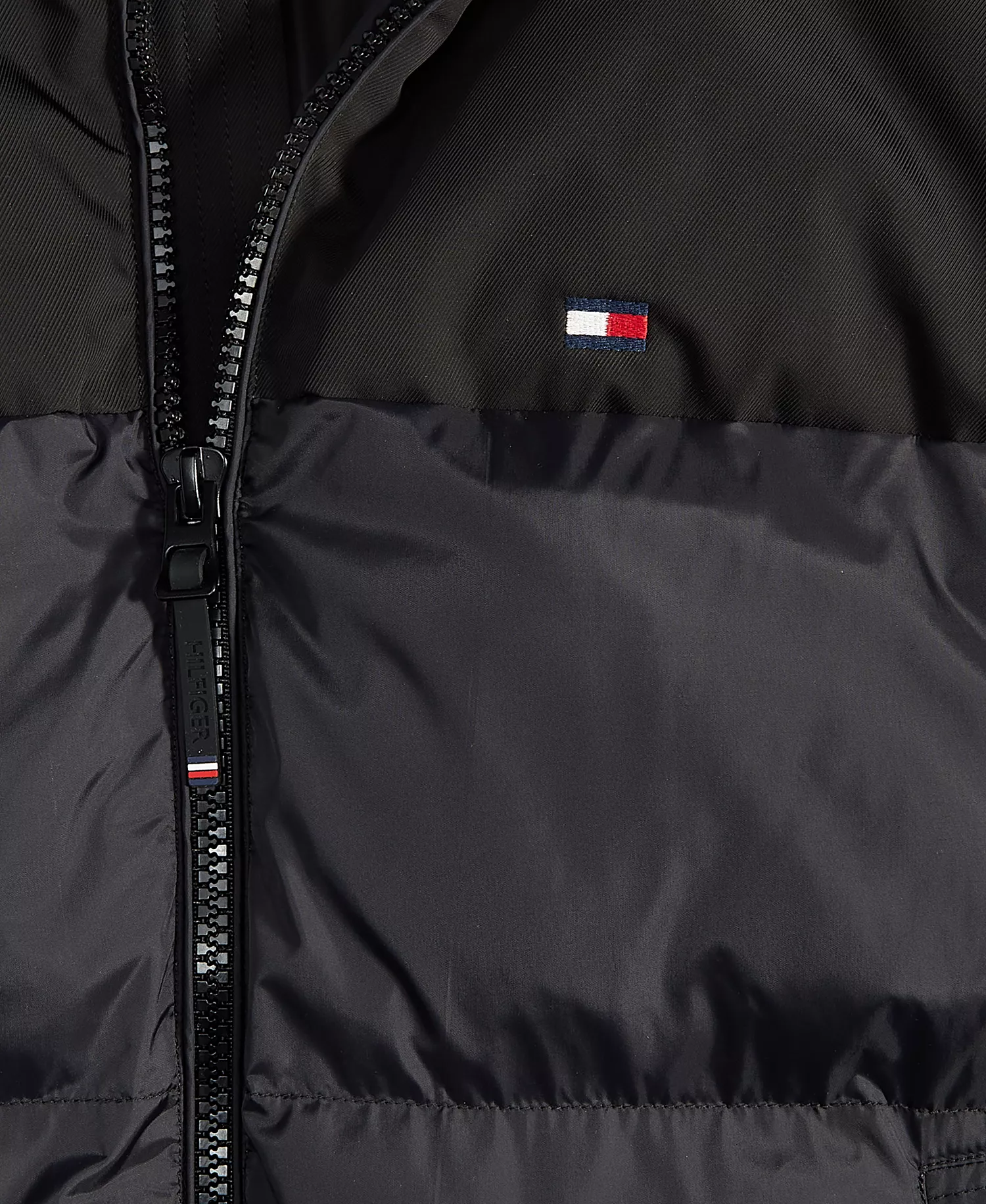 Men's Mixed-Media Puffer Jacket - Black - 2XL