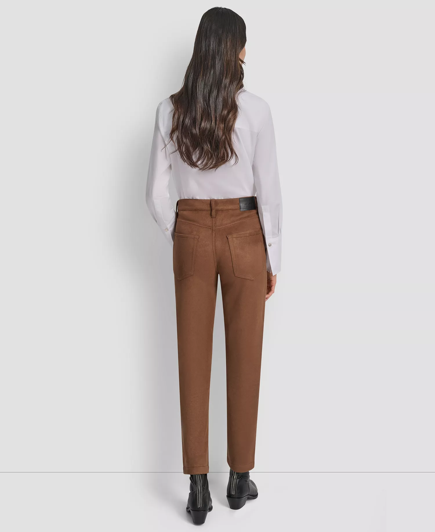 Women's Mid Rise Straight Suede Pants - Burnt Sugar - 24
