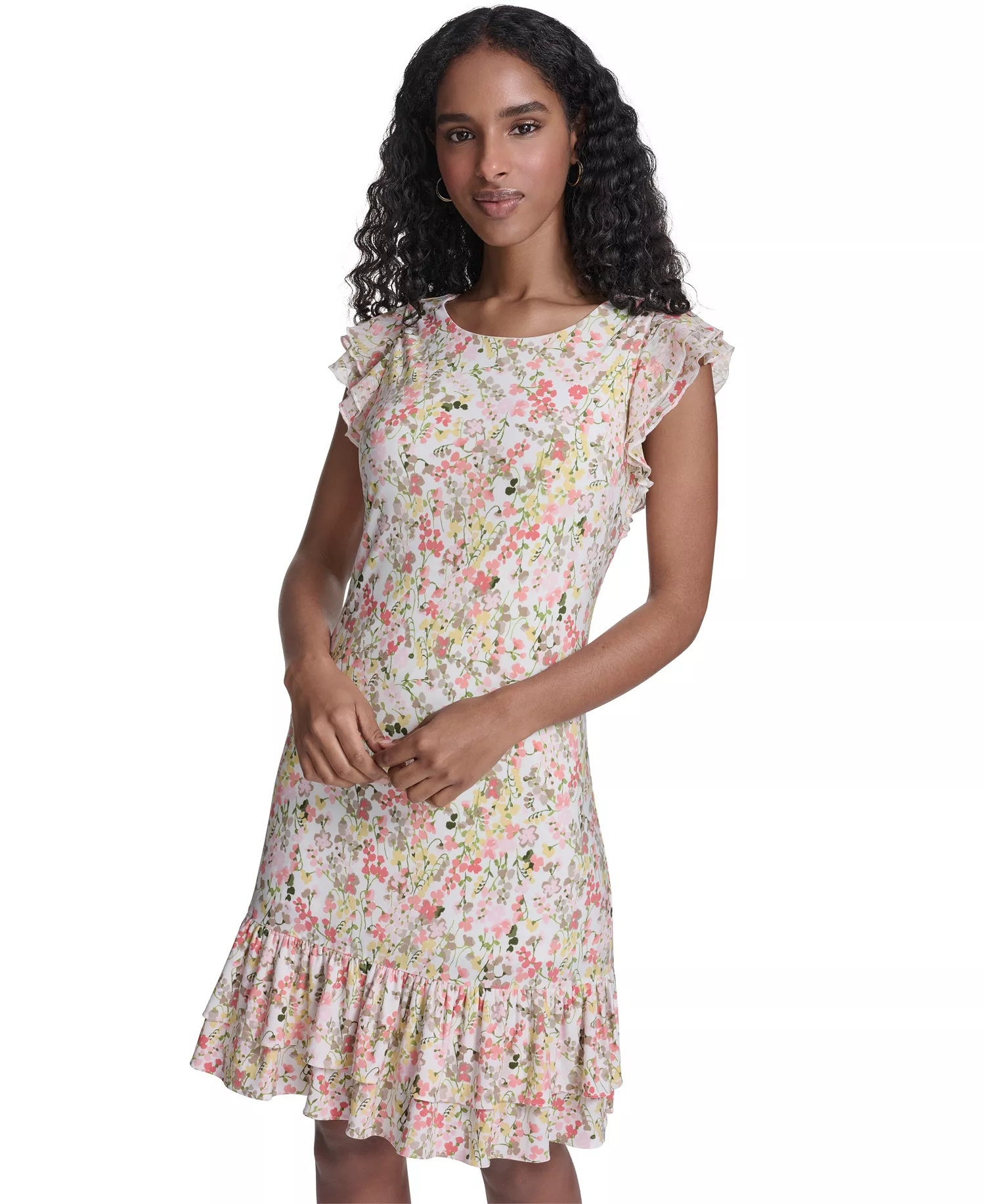 Petite Crewneck Shift Dress - Ivory Multi - 0P