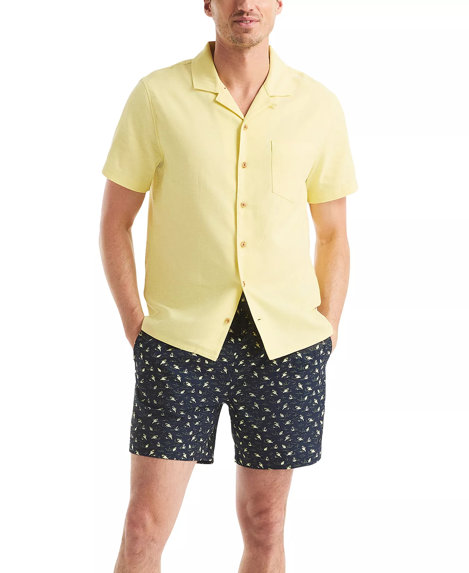 JAWS x Men's Classic-Fit Jaspe Dobby Button-Down Shirt  - Knot Yellow - 2XL