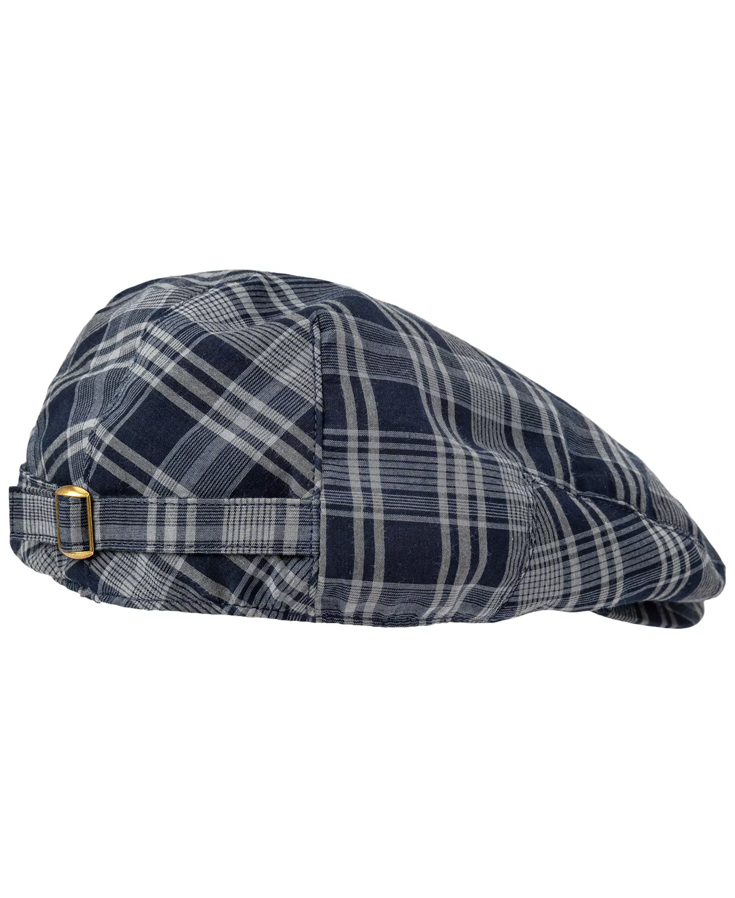 Men's Plaid Flat Cap - Navy plaid - ONE SIZE