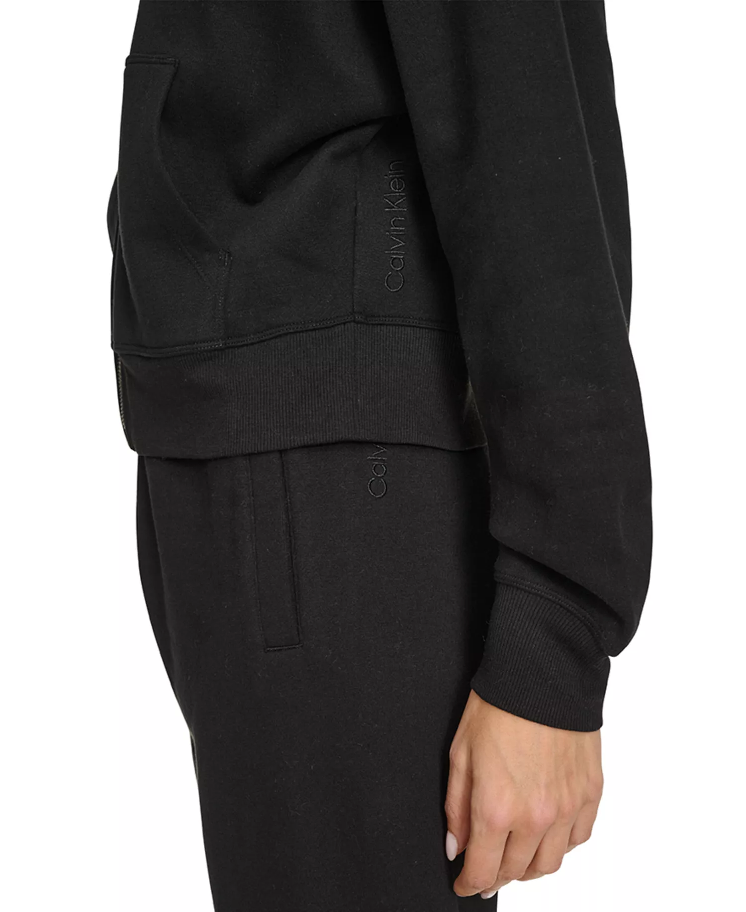 Women's Fleece Crop Zip-Front Long-Sleeve Hoodie - Black - 2XL