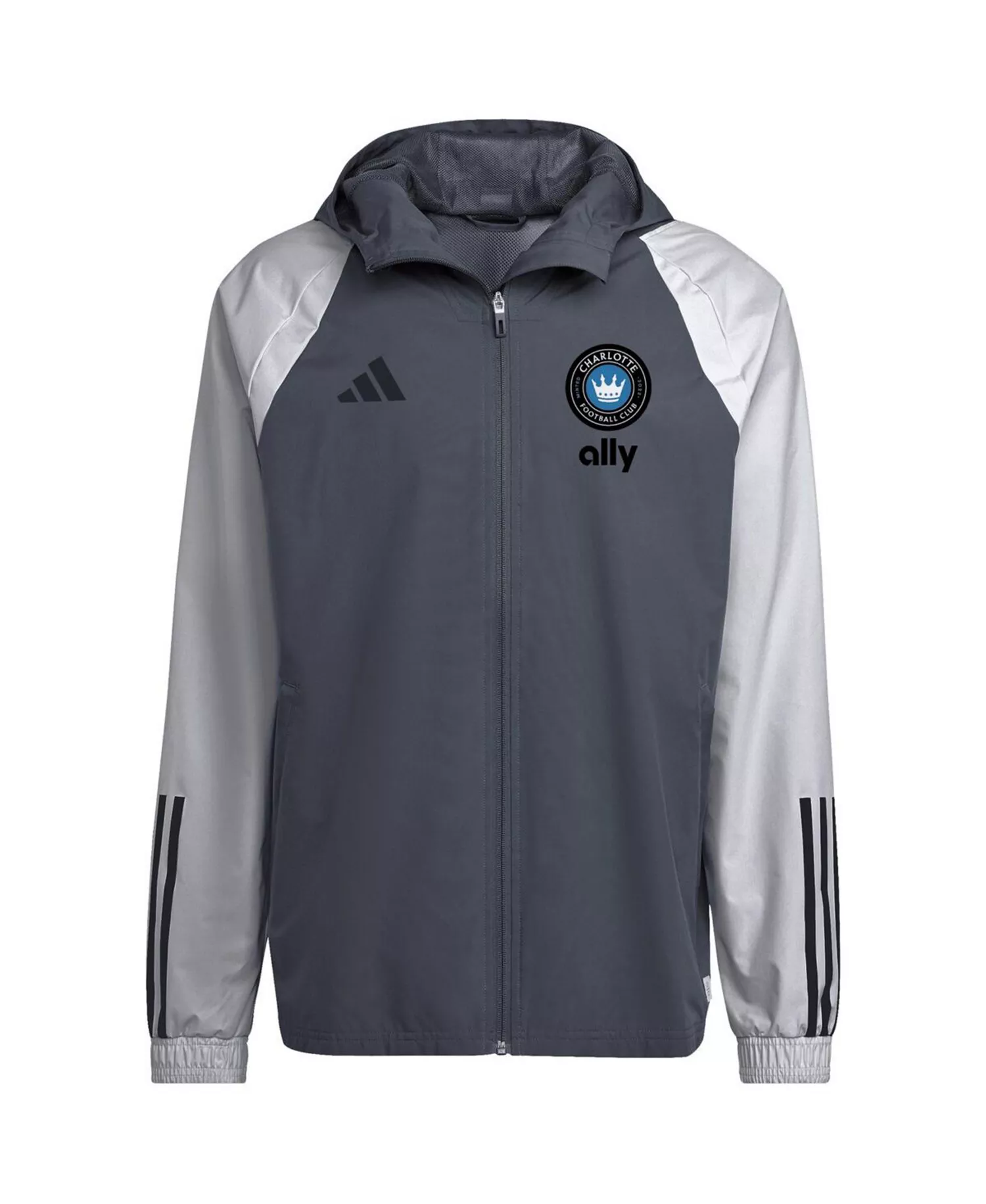 Men's Charcoal Charlotte FC All-Weather Raglan Hoodie Full-Zip Jacket - Charcoal - S