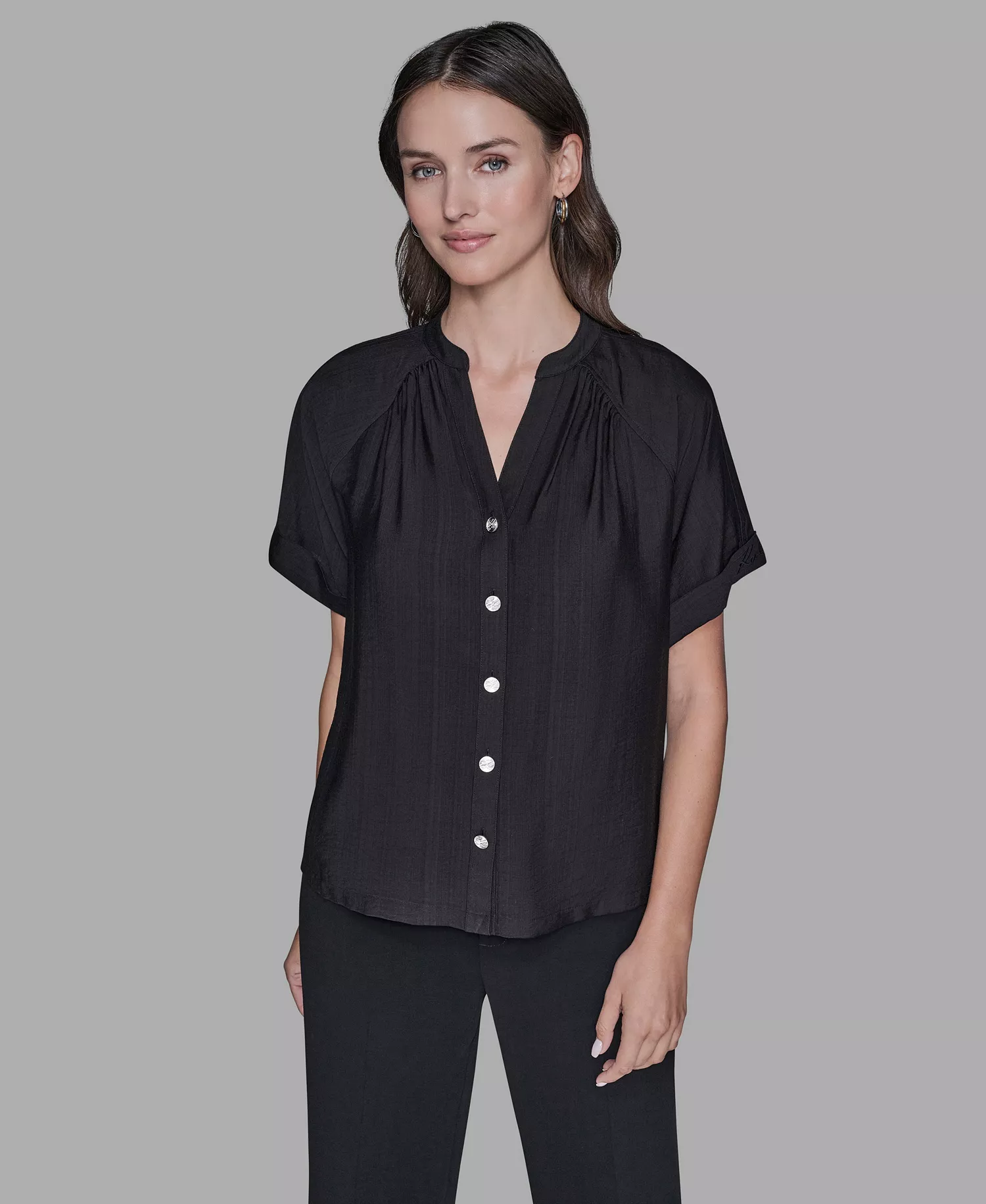 Women's Drop Shoulder Top - Black - L