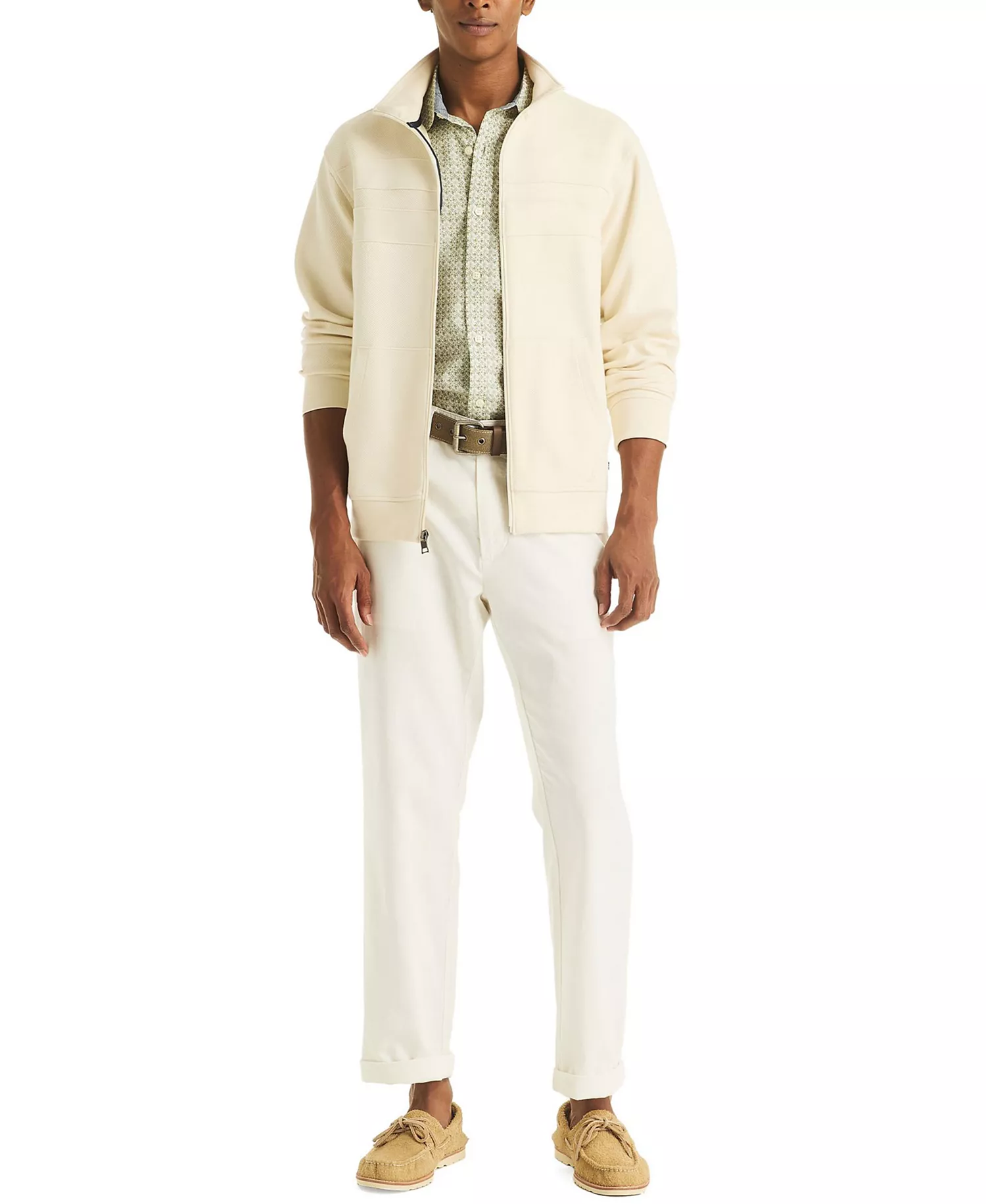 Men's Mock Neck Sweatshirt - Natural - 2XL