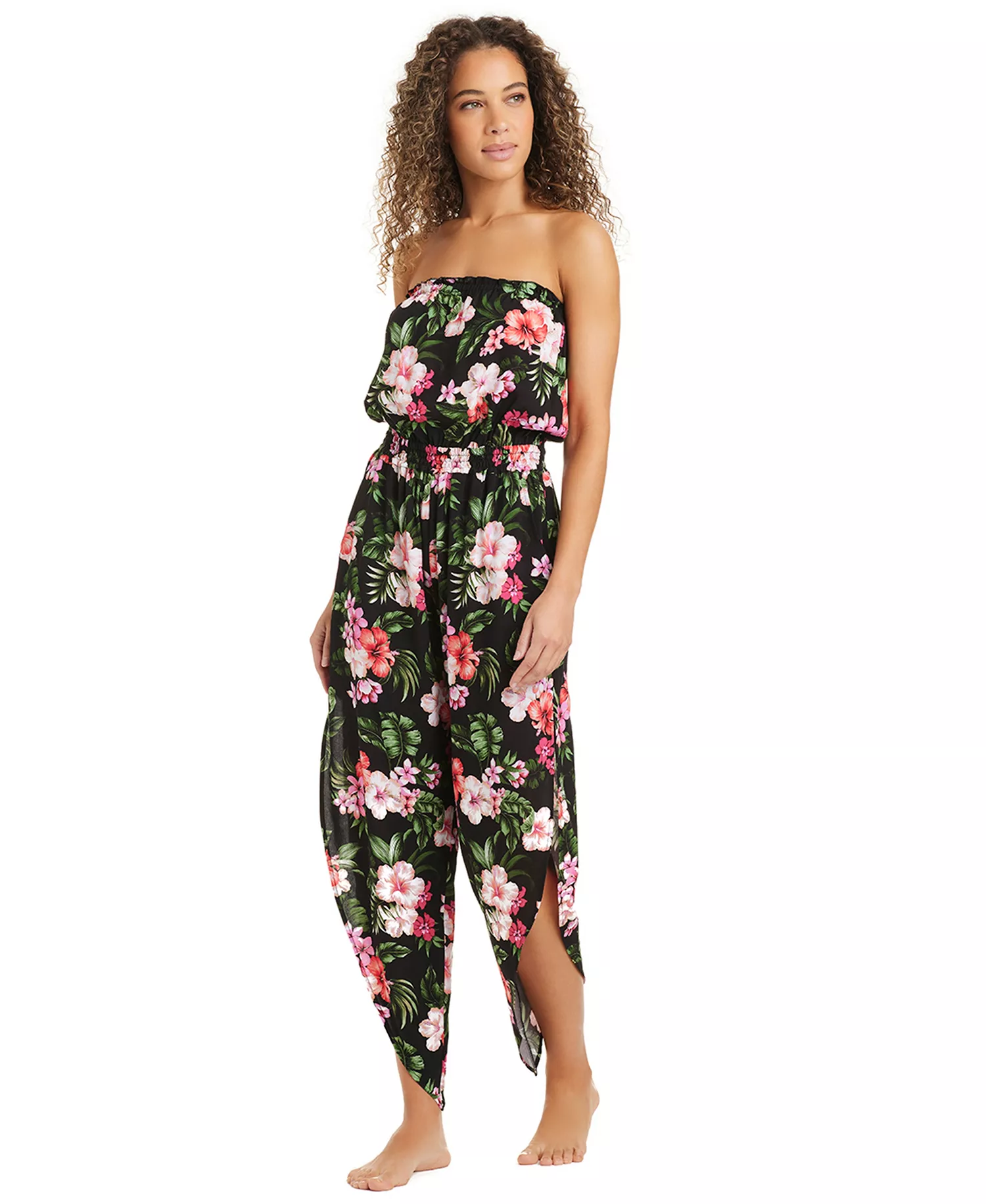 Women's Tropical Heat Printed Tube Jumpsuit, Macy's Exclusive - Multi - L