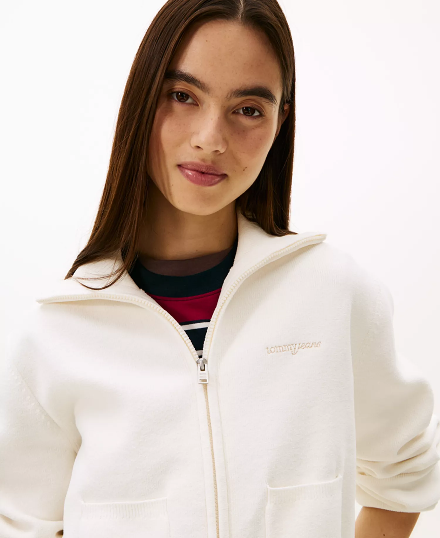 Women's Cozy Script Long-Sleeve Cardigan Sweater - Ancient White - L