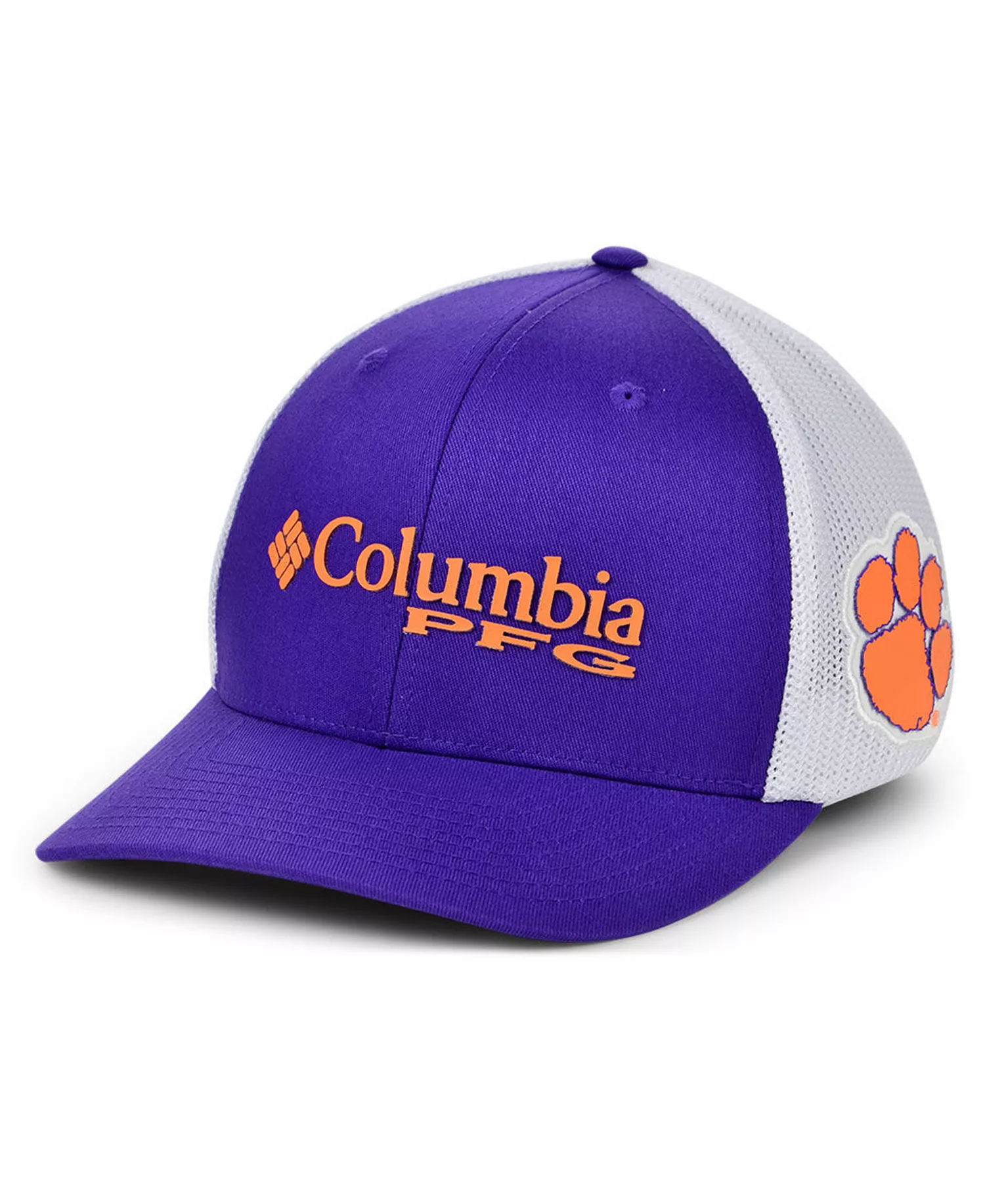 Clemson Tigers PFG Stretch Cap - Purple/White - L/XL