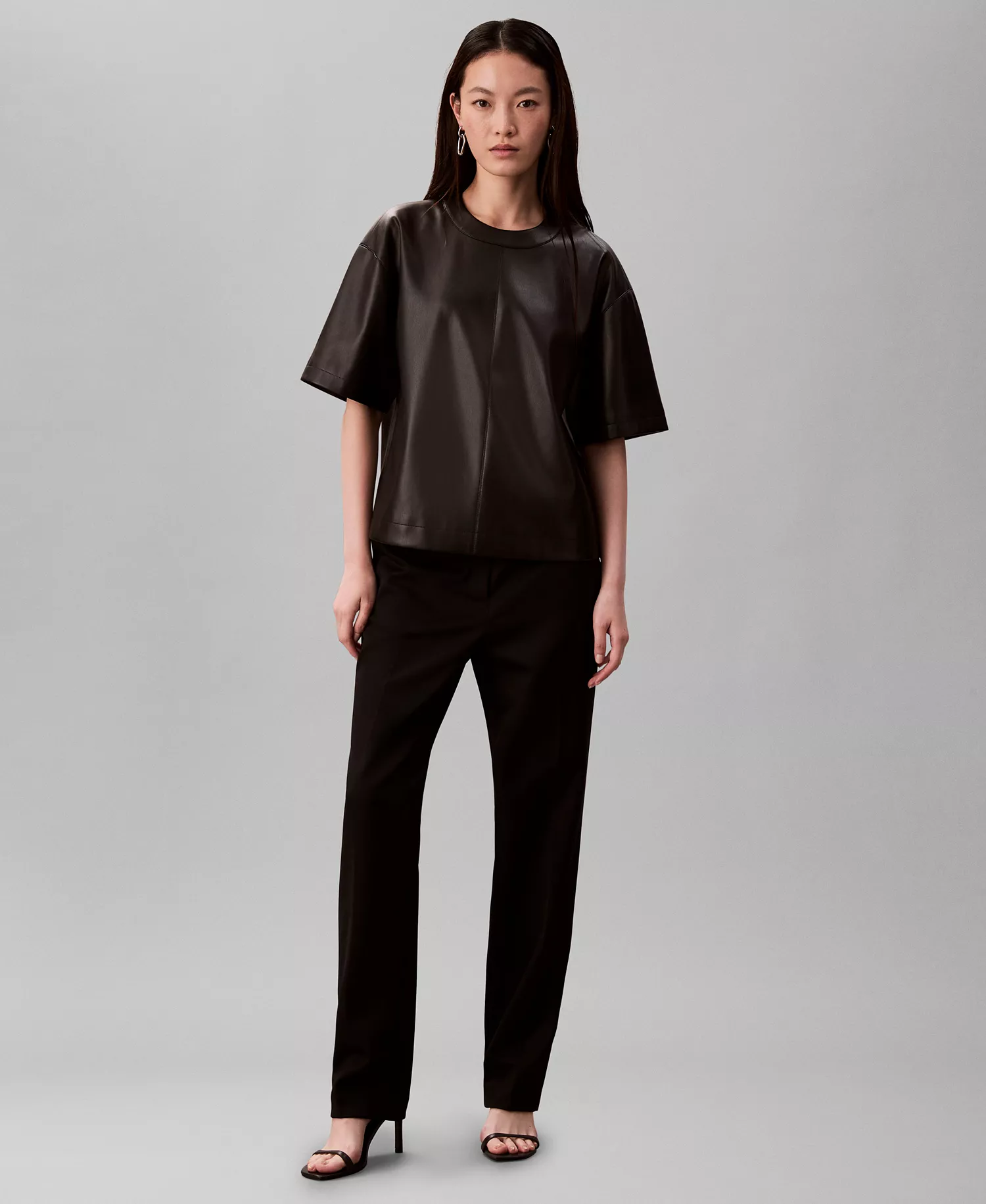 Women's Crinkled Relaxed Fit Top - Black - L