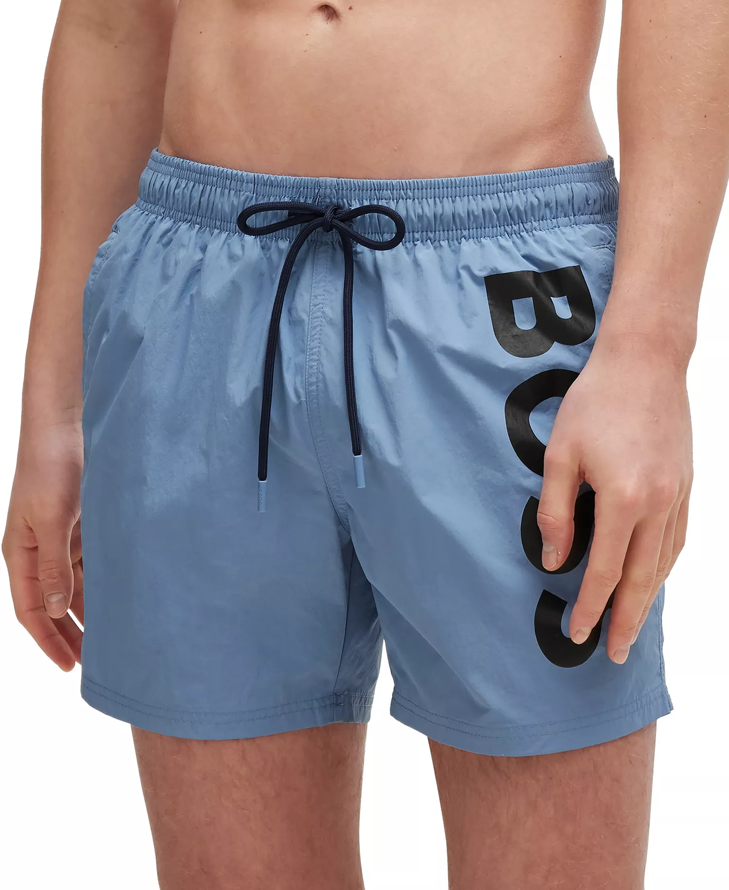 Men's Vertical-Logo Quick-Dry Poplin Swim Shorts - Open Blue - 2XL