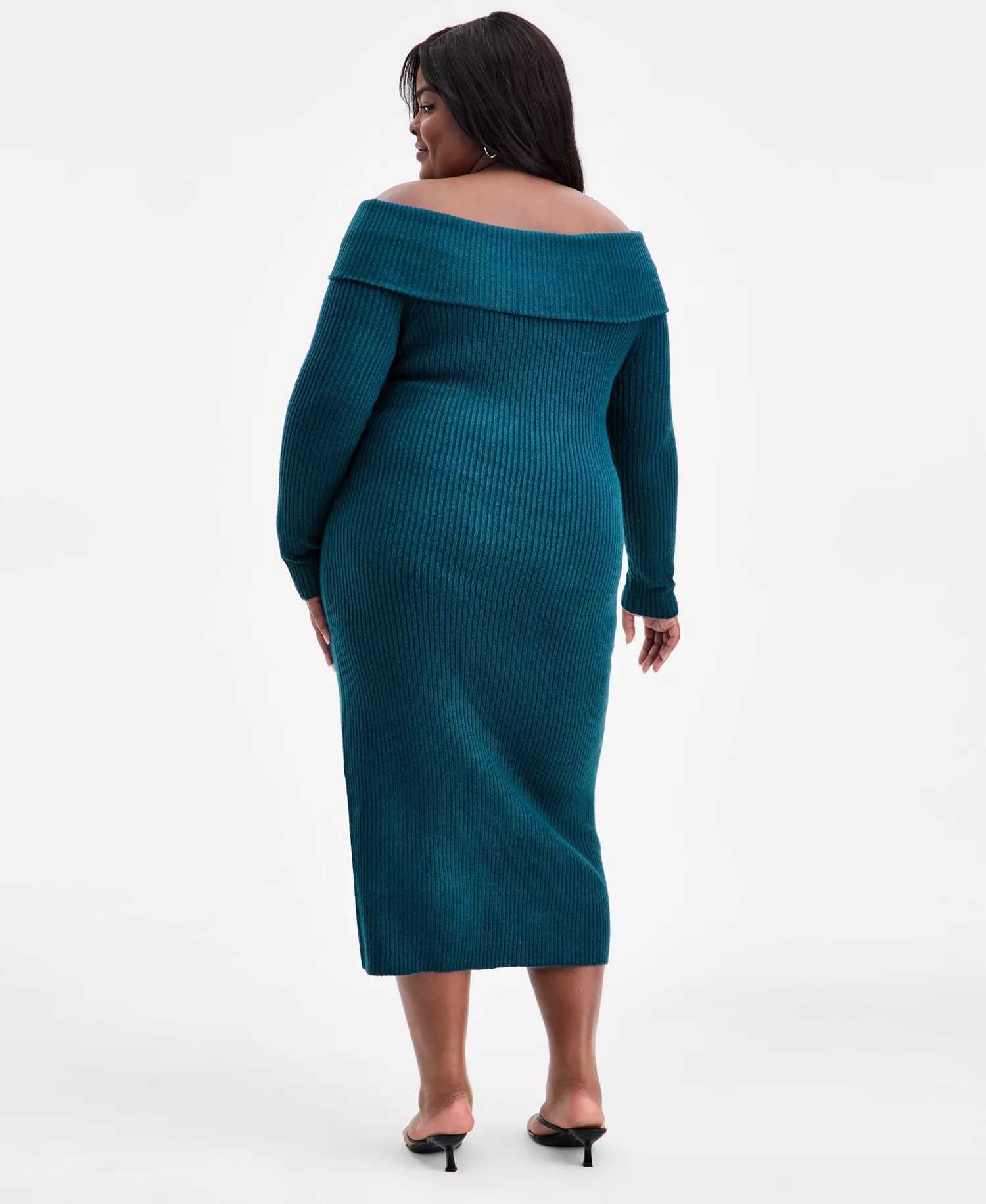 Trendy Plus Size Merlyn Off-The-Shoulder Dress, Macy's Exclusive - Dark Spruce - 1X