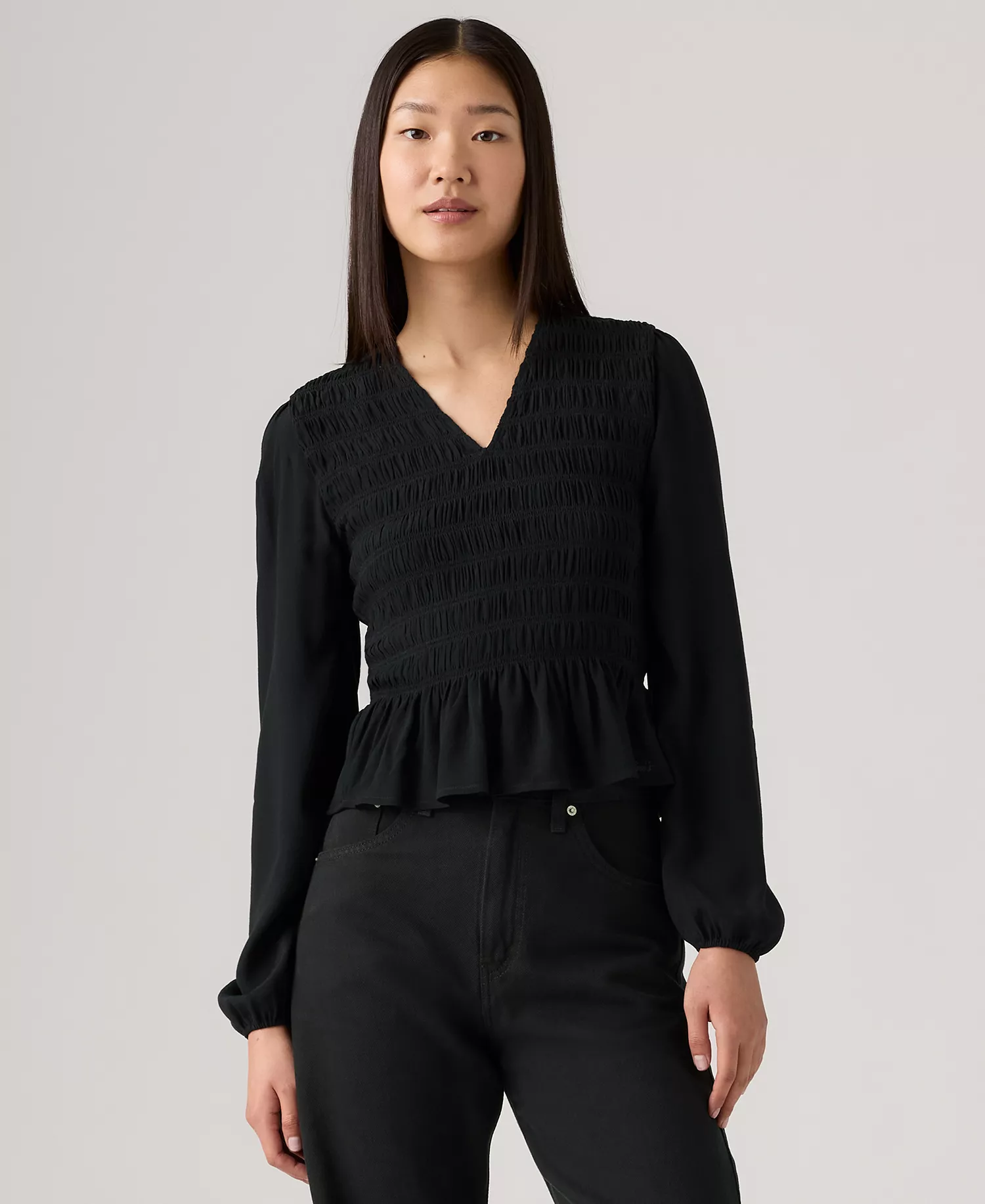 Women's Esme Long-Sleeve Slim Fit Top - Black - L