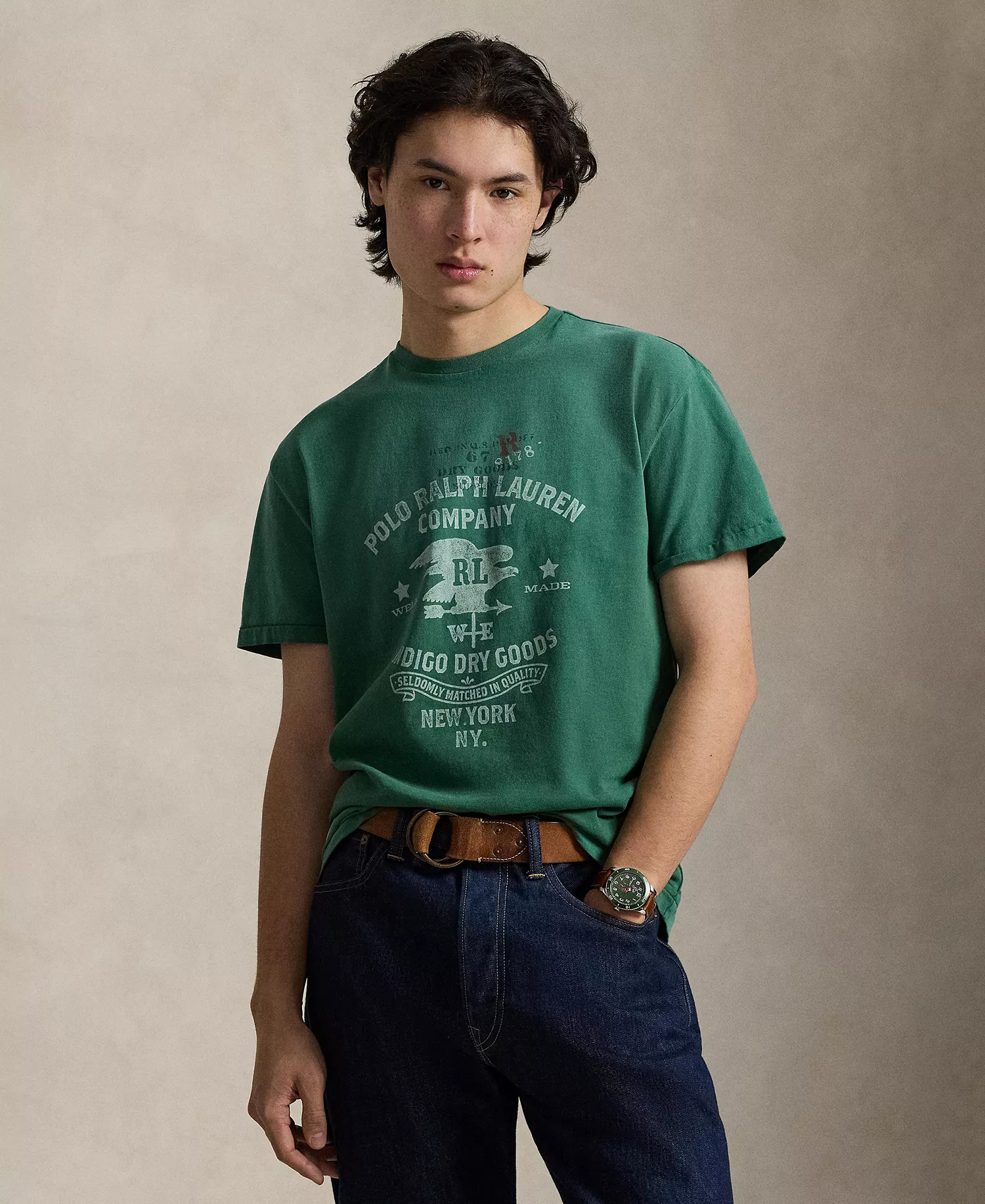 Men's Crewneck Graphic T-Shirt - Antique Green - 2XL