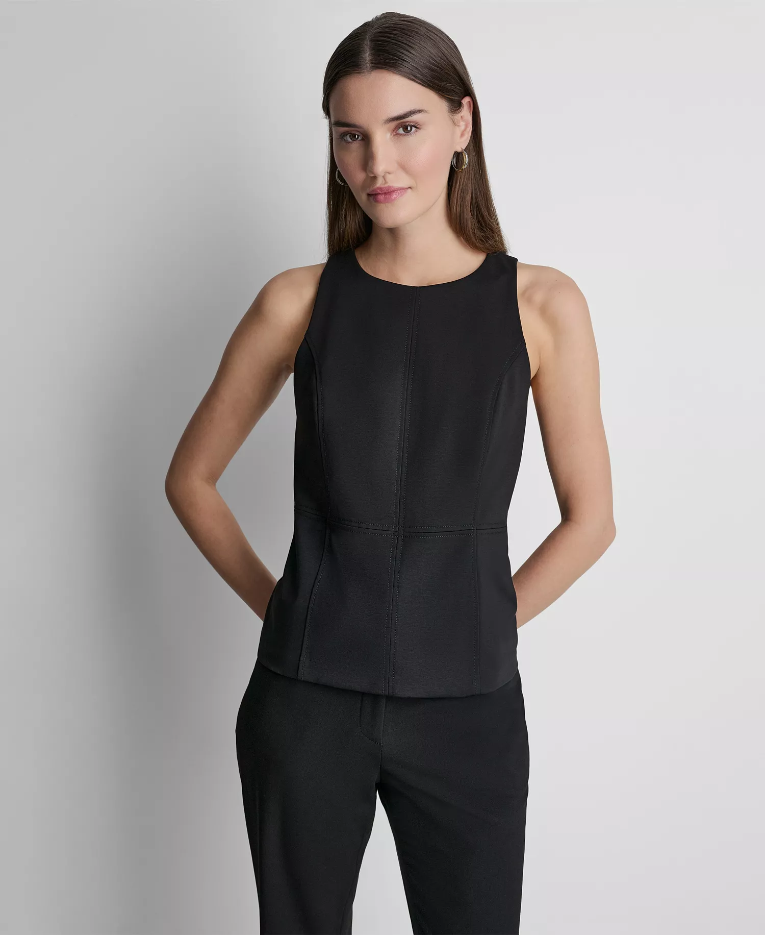 Women's Ponte Sleeveless Tank Top - Black - L