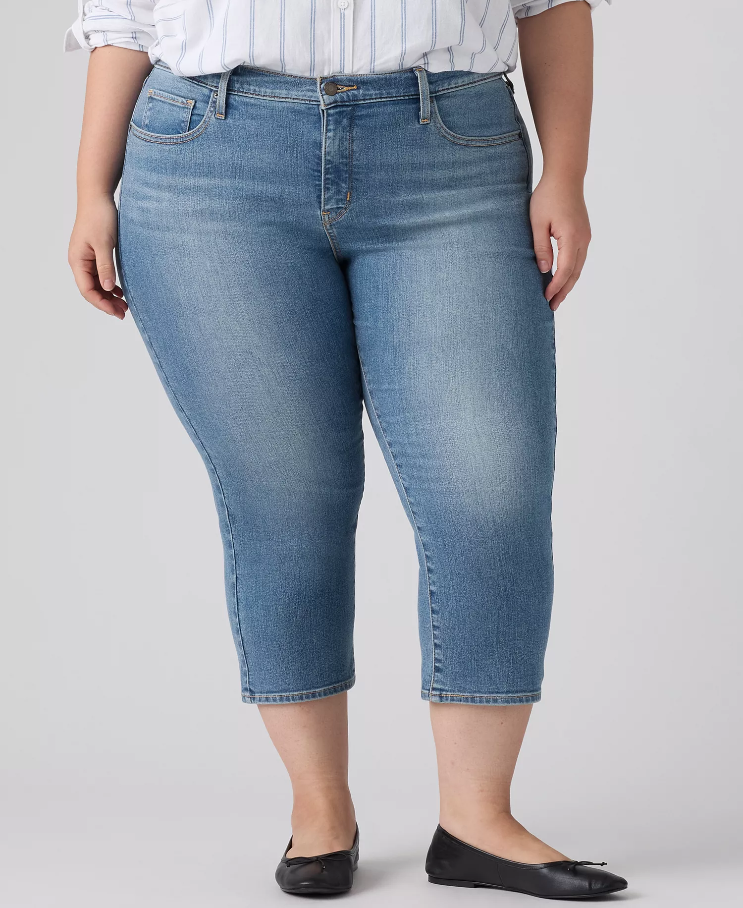 Trendy Plus Size 311 Shaping Skinny Capri Jeans - Camp Denim Plus - 16