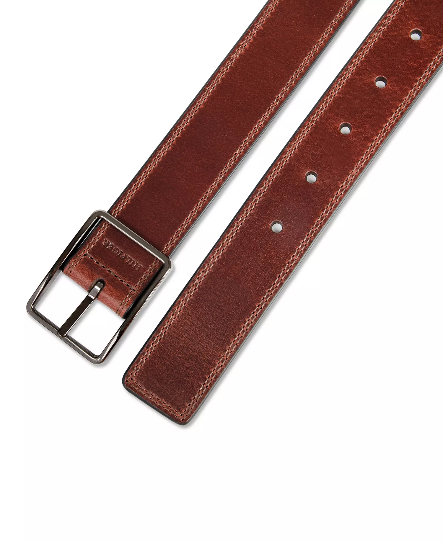 Men's Casual Center Bar Buckle Leather Belt - Chocolate Brown - L (38-40)