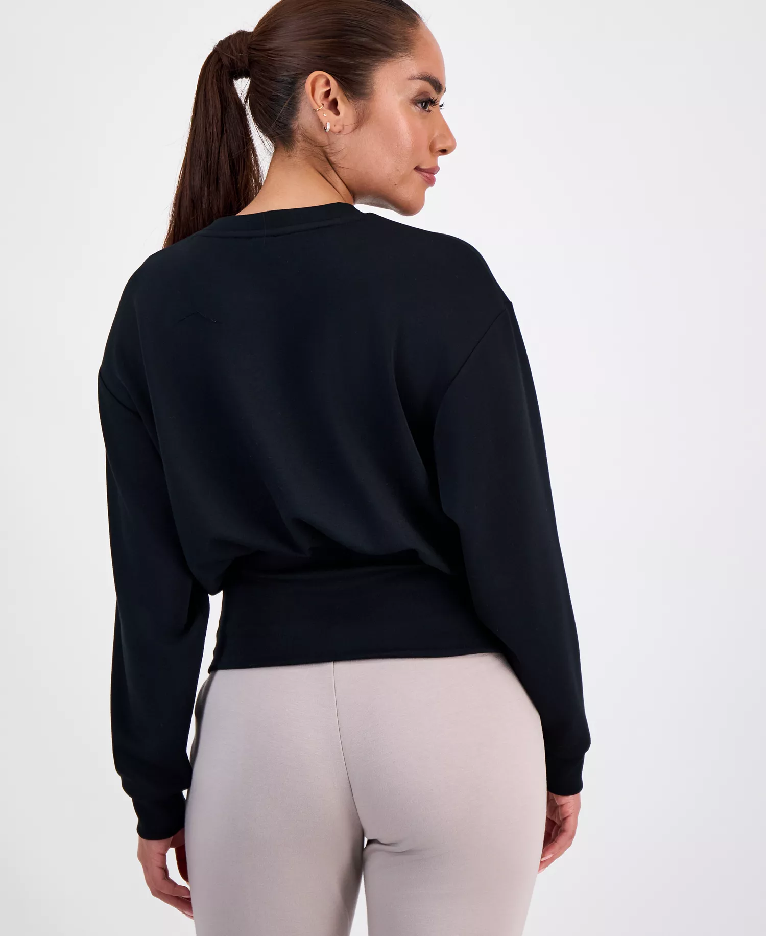 Petite Banded-Hem Sweatshirt, Macy's Exclusive - Deep Black - P/L