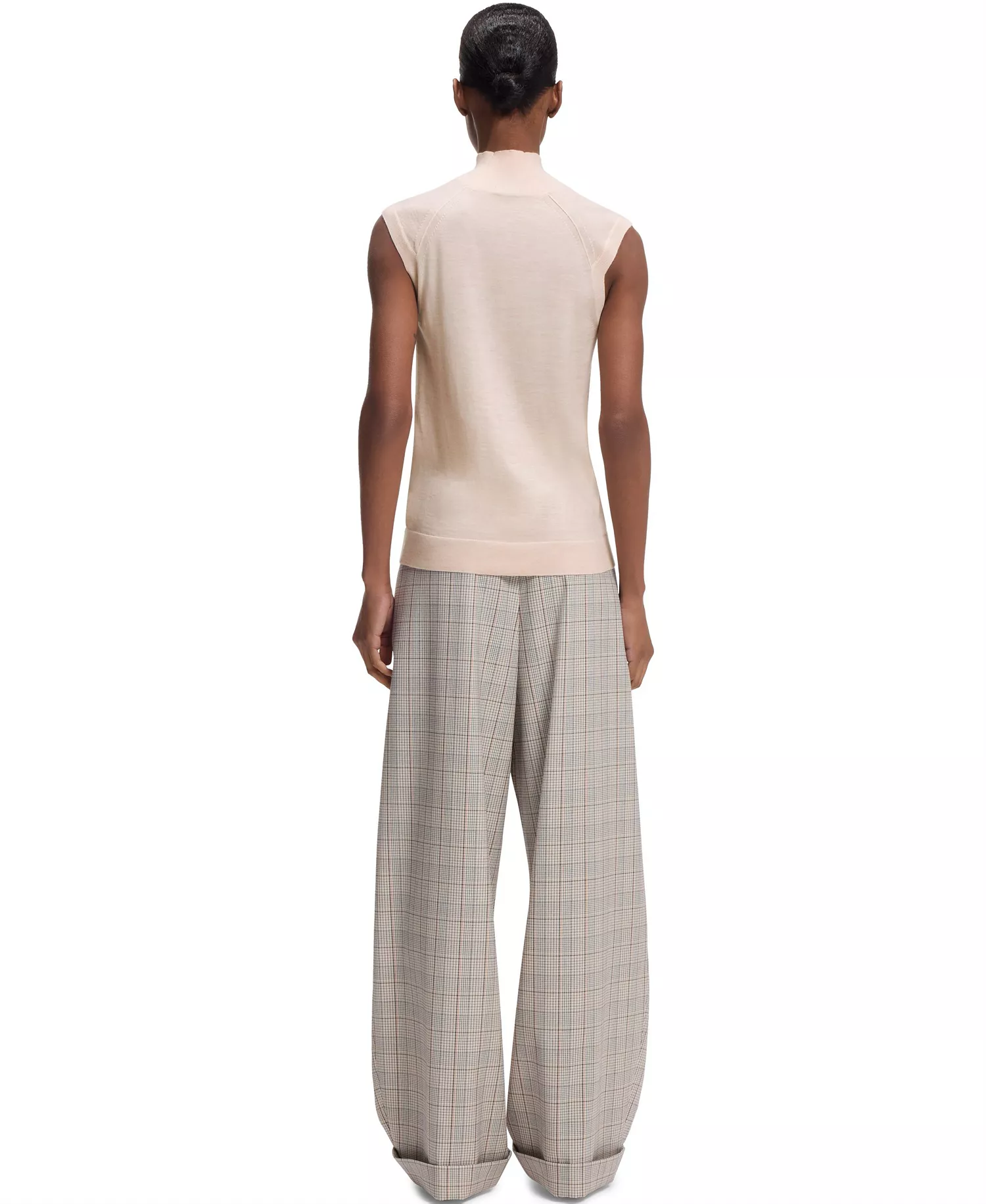 BOSS by Women's Merino Wool Sleeveless Mock Neck Top - Natural - L