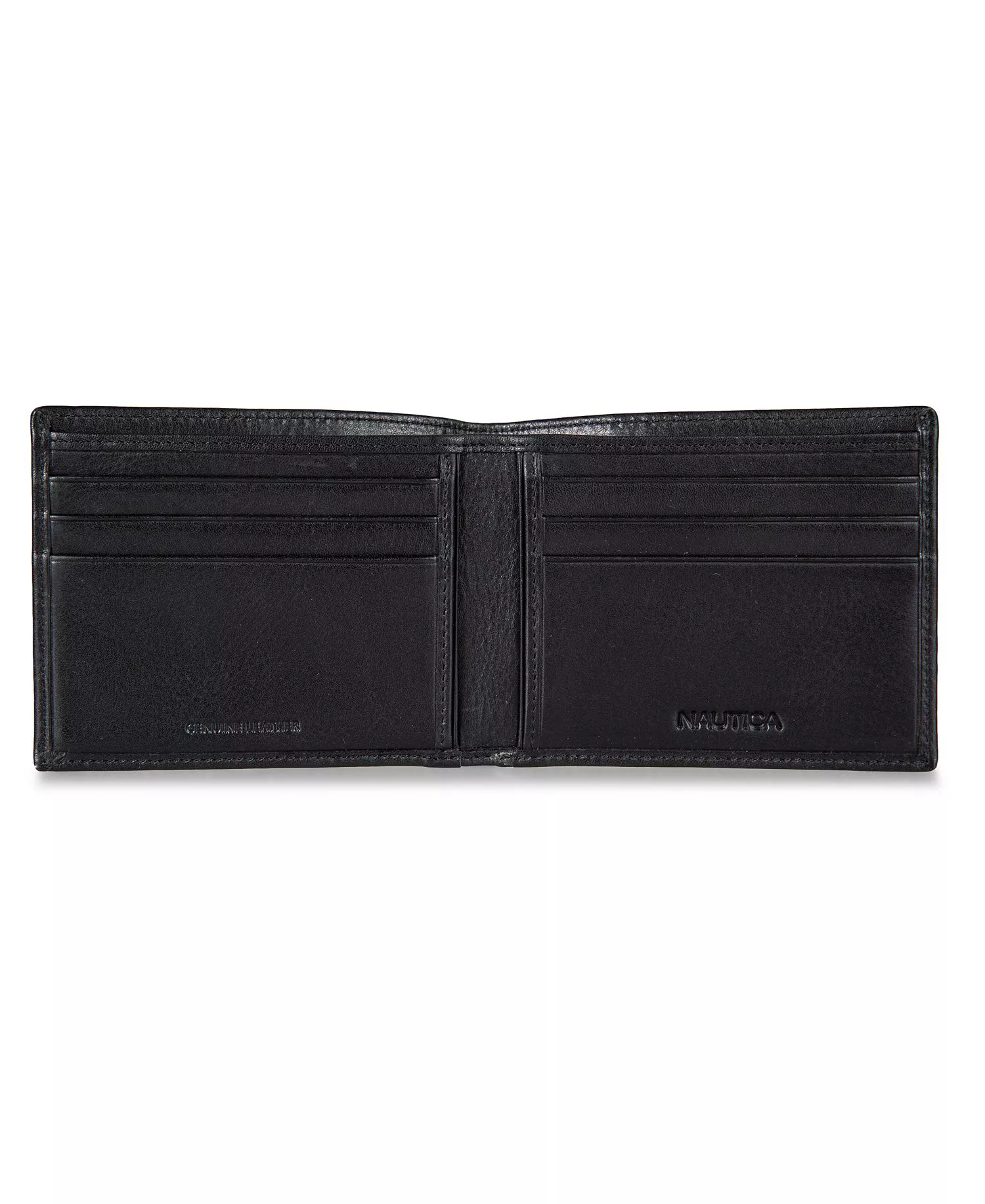 Men's Enameled Logo Leather Bifold Wallet - Black - ONE SIZE
