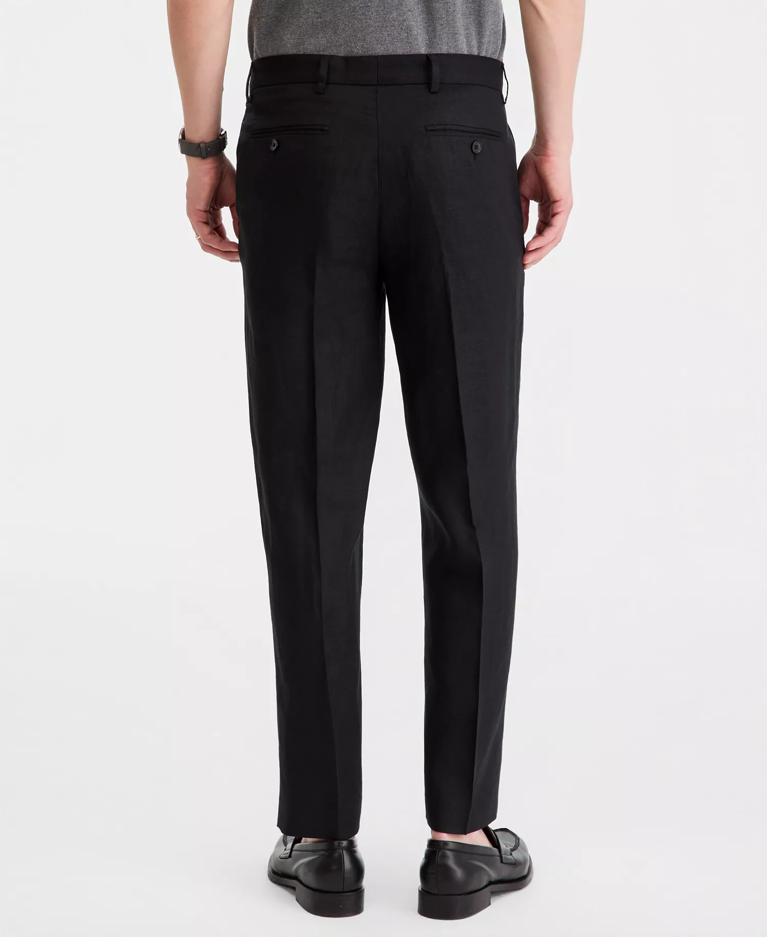 Men's Modern-Fit Linen Dress Pants - Black - 30 - 29