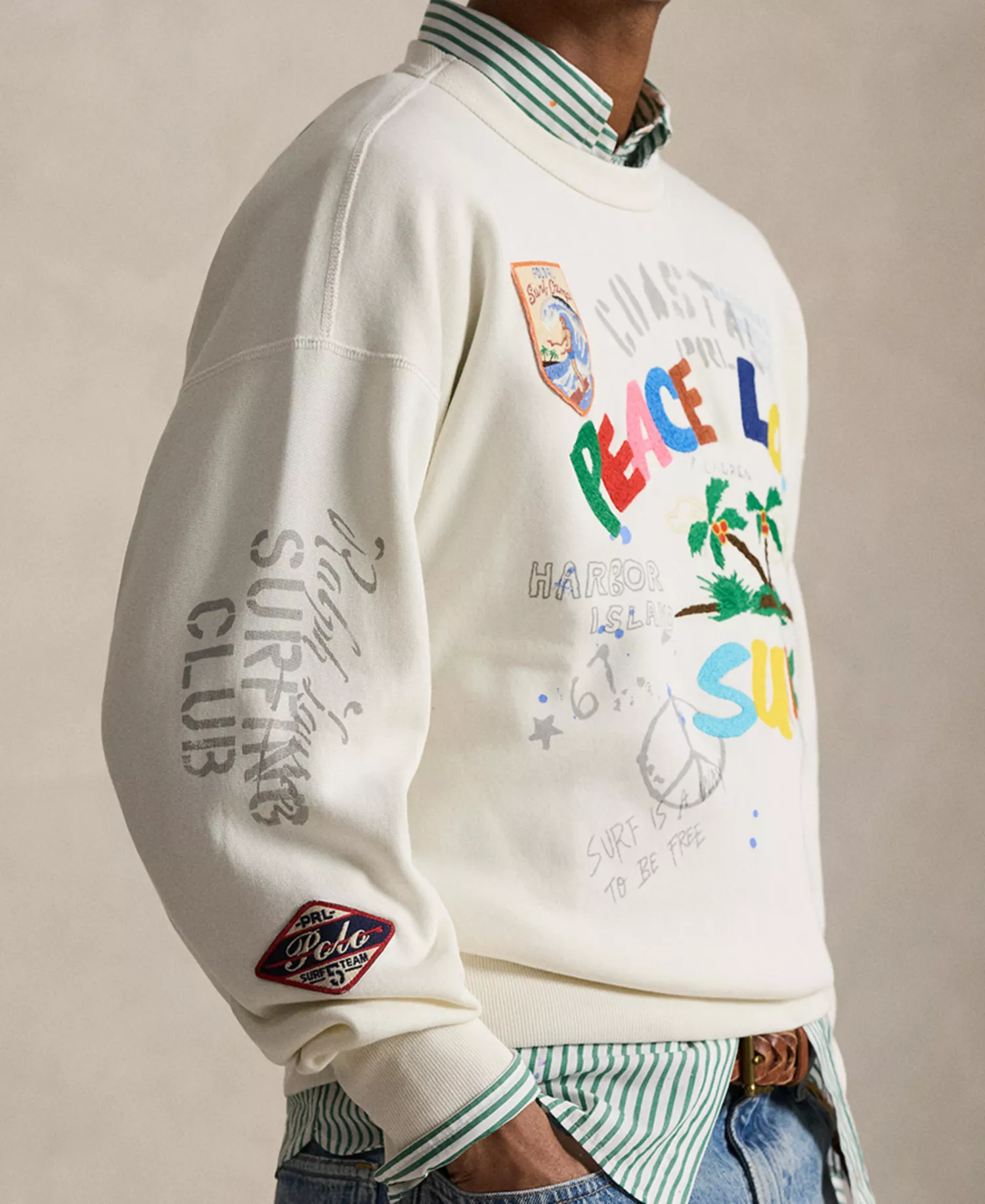 Men's Peace Love Surf Graphic Sweatshirt - Nevis - 2XL