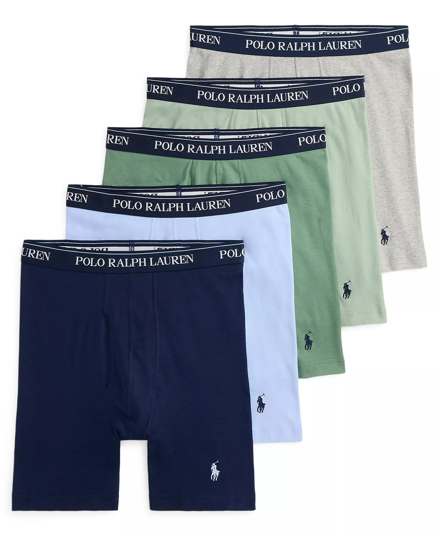Men's Classic Boxer Briefs, 5-Pack Set - Cruise Navy/Office Blue/Fatigue/Light Green/Andover Heather - L