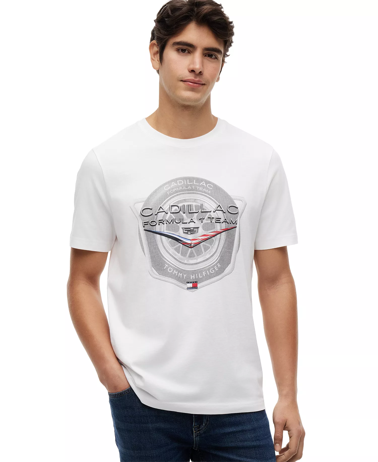 x Cadillac F1® Men's Tyre Graphic T-Shirt - White - L