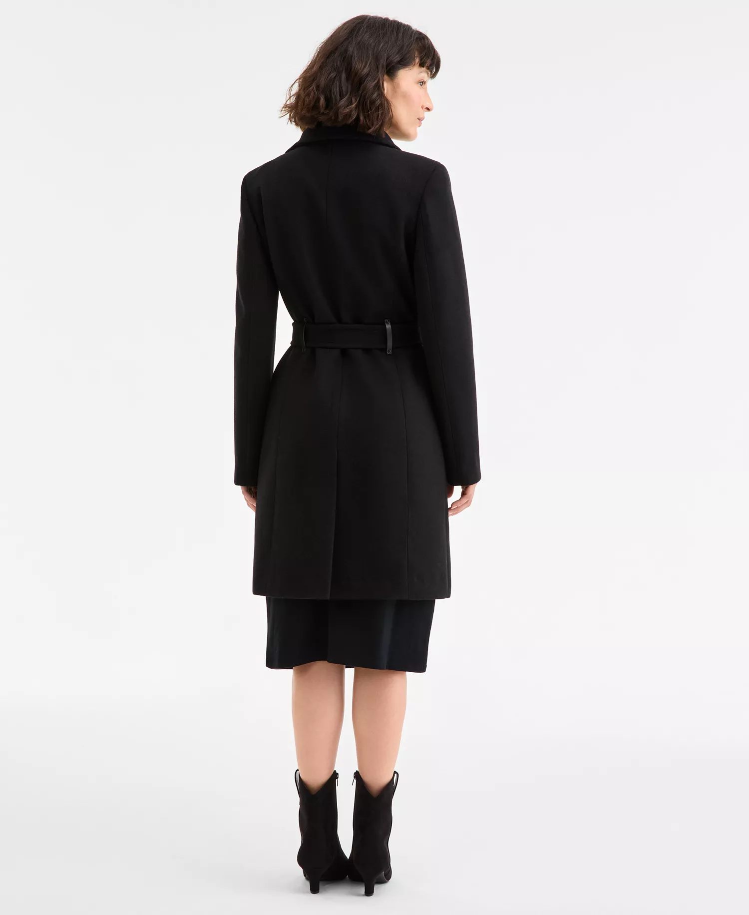 Women's Asymmetric Front-Zip Belted Coat, Exclusively at Macy's - Black - L
