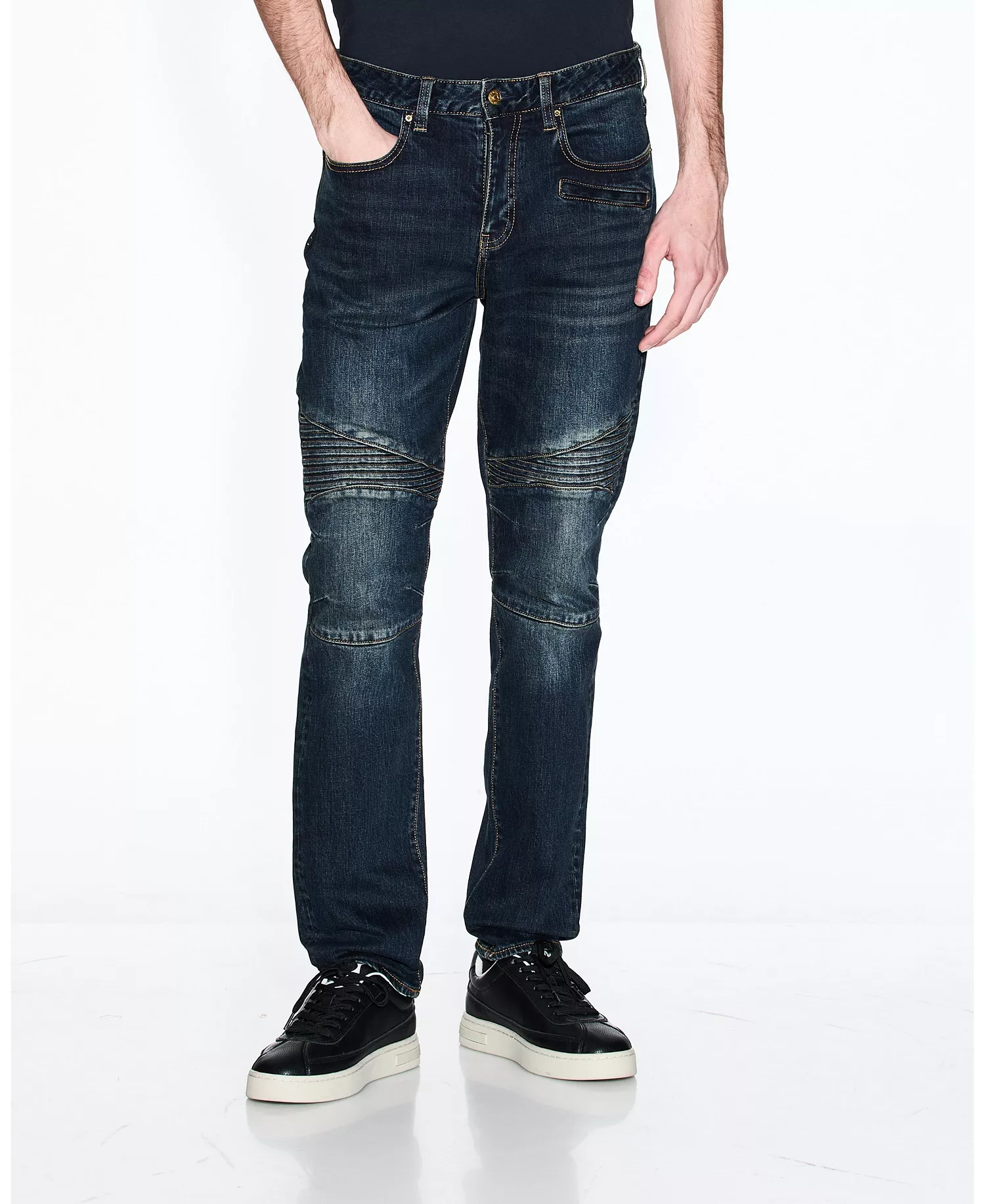 Men's Skinny Biker Denim Jeans - Blue Denim - 28x30