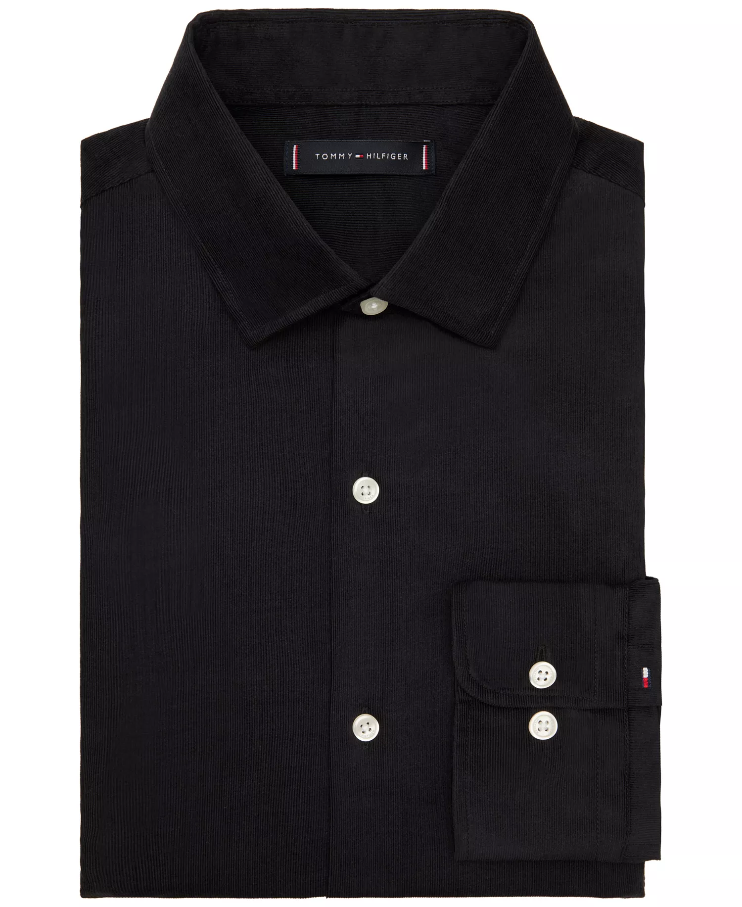 Men's Regular Fit Corduroy Dress Shirt - Black - 14.5 32/33