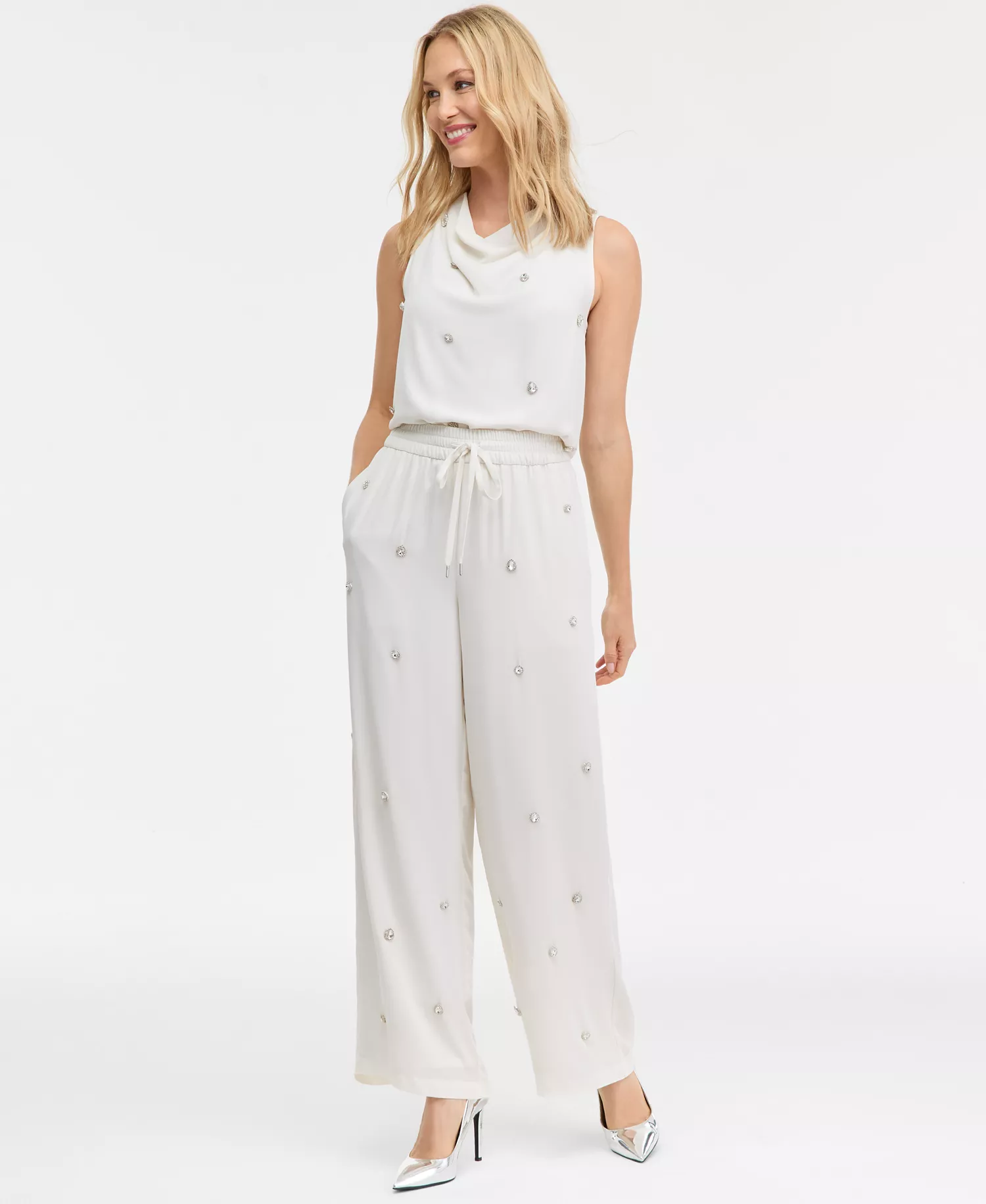 Women's Embellished Drawstring Pants, Macy's Exclusive - Vintage Cr - M